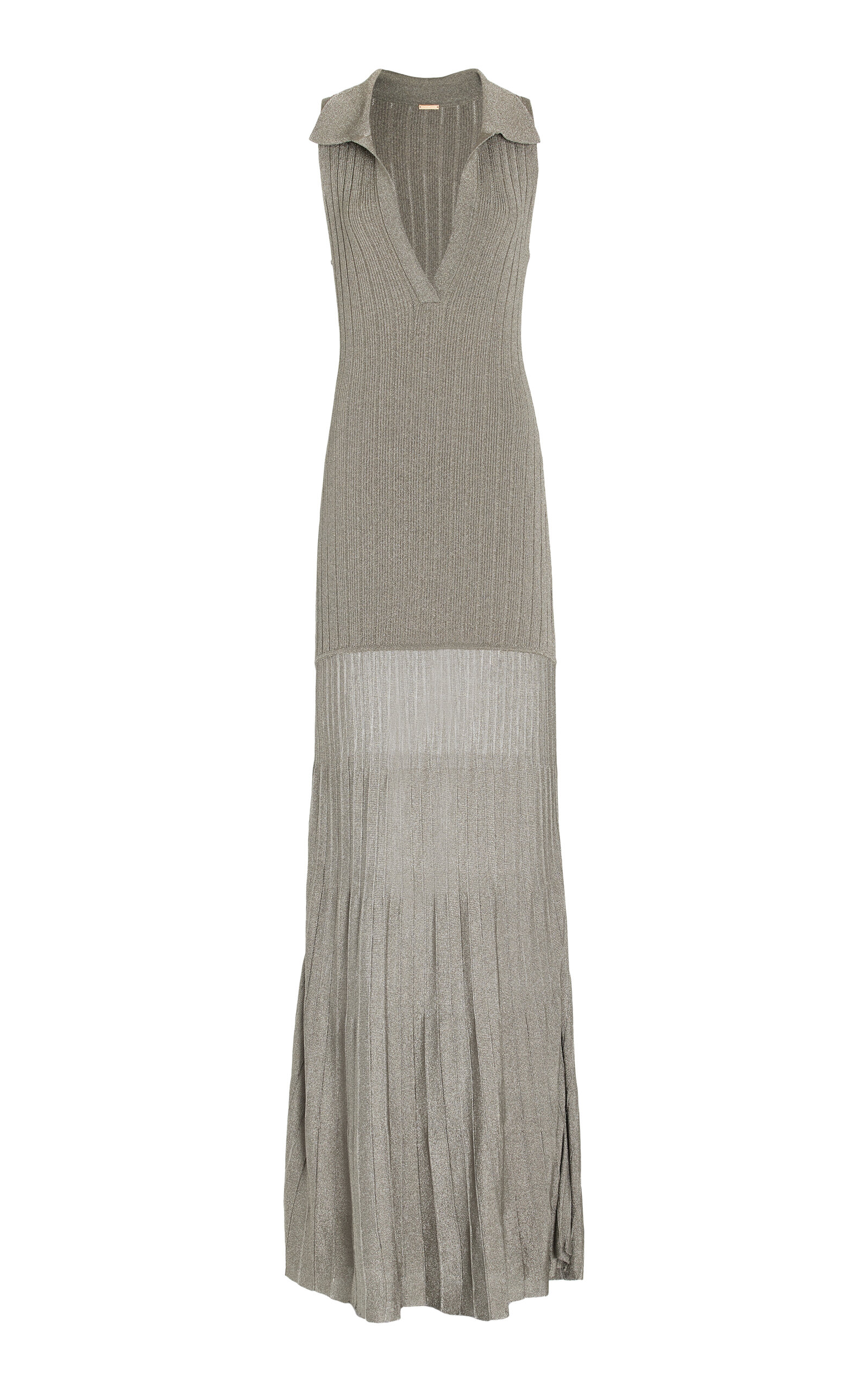 Tashi Metallic Ribbed-Knit Maxi Dress