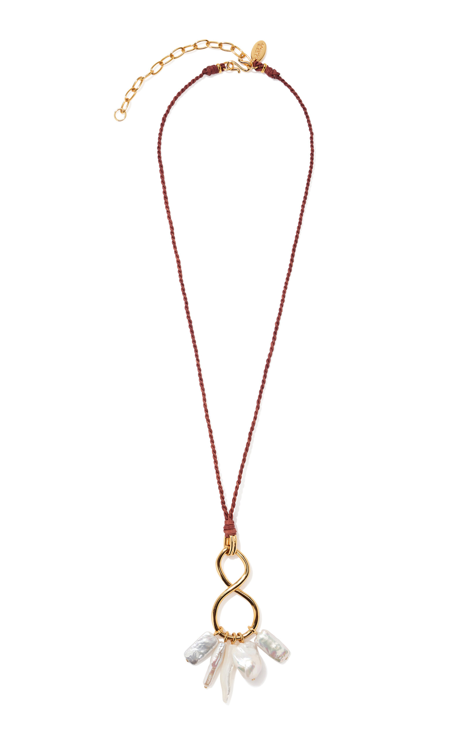 Shop Lizzie Fortunato Cursive Pearl Necklace In Gold