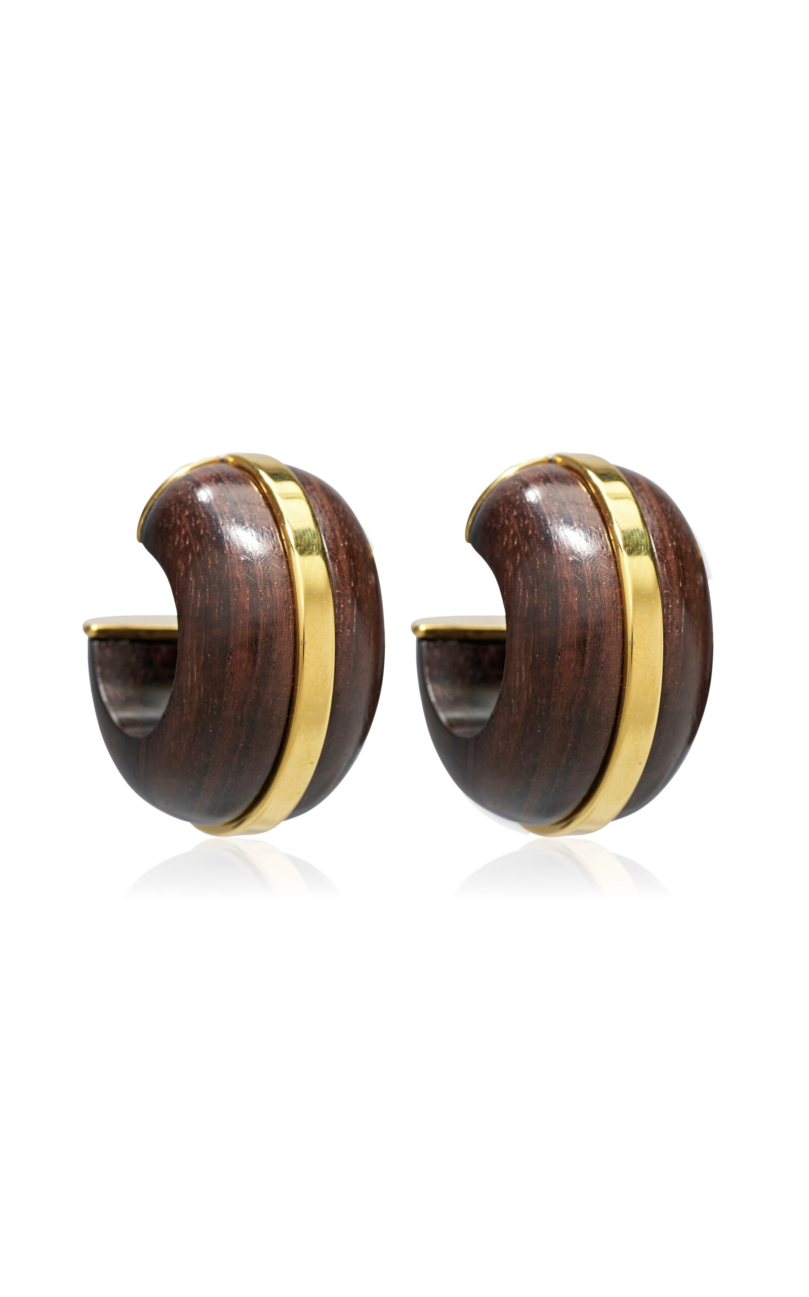 Shop Lizzie Fortunato Halo Acacia Wood Hoop Earrings In Brown