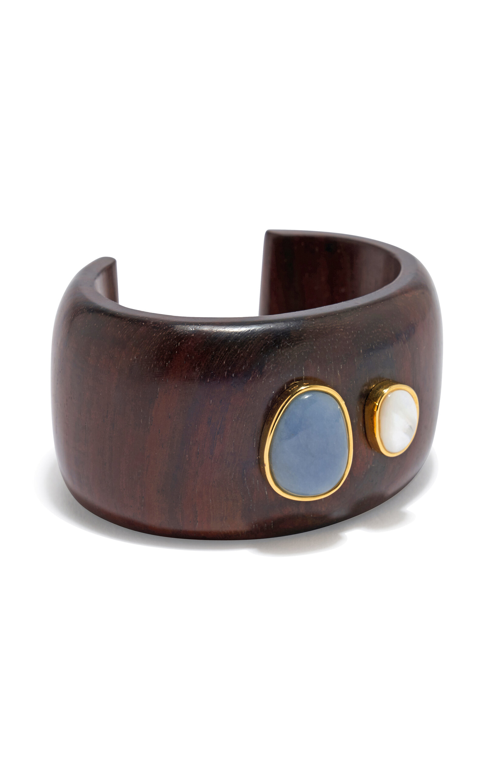 Lanna Acacia Wood Gold-Plated Multi-Stone Cuff