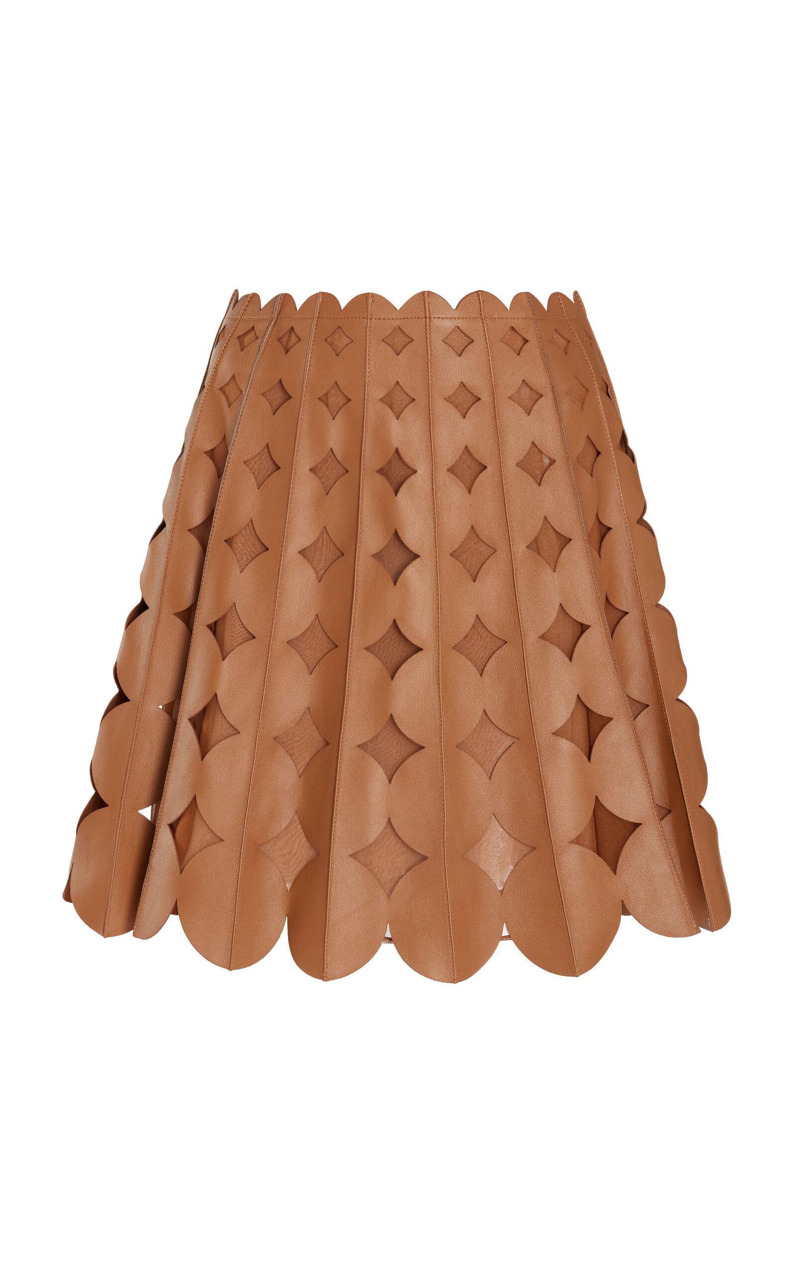 Shop Oscar De La Renta Cutout Leather Mini Skirt In Brown