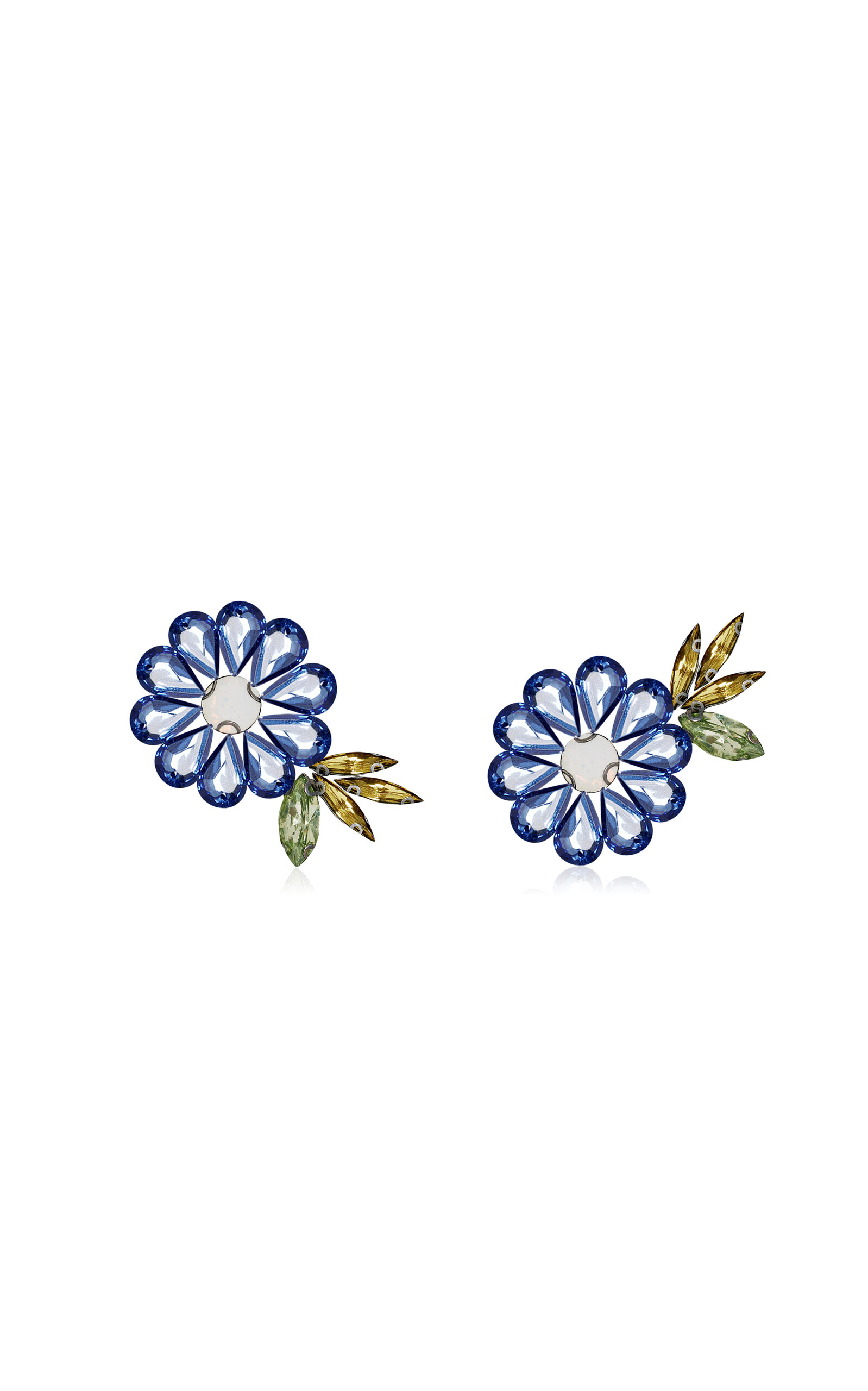 Shop Carolina Herrera Crystal Embellished Daisy Earrings In Blue