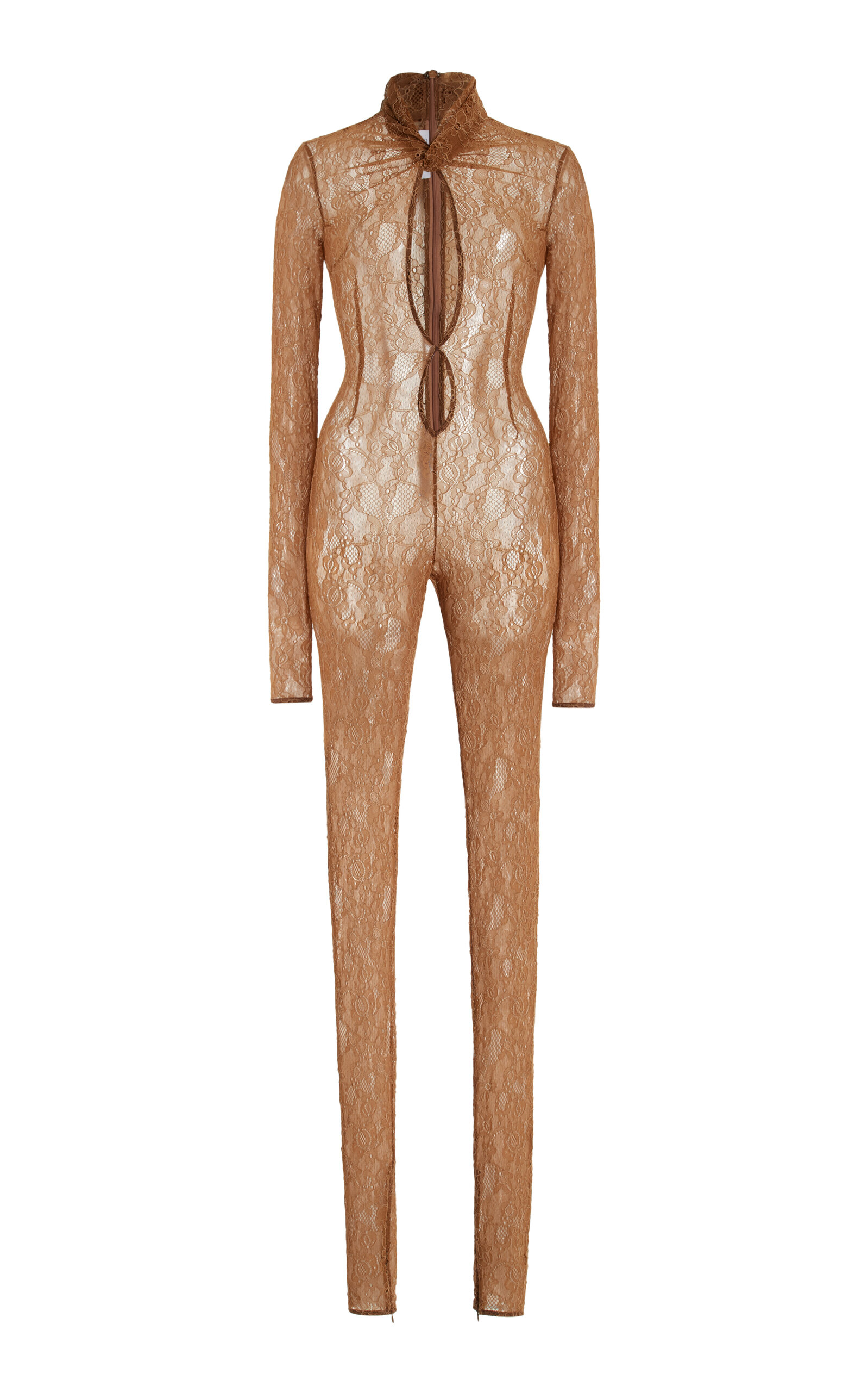 Laquan Smith Cutout High Neck Jumpsuit In Brown