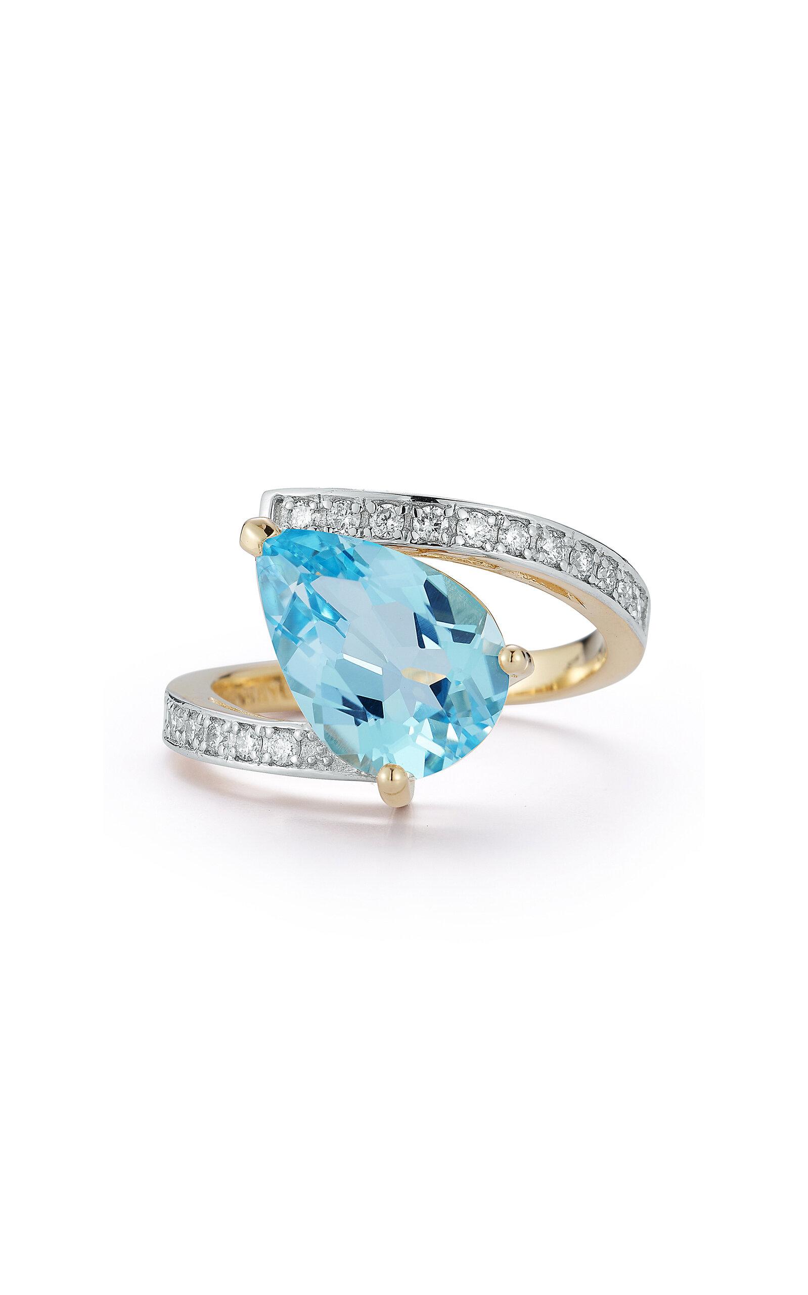 Shop Mateo 14kt Yellow Gold Slanted Blue Topaz Pear Ring