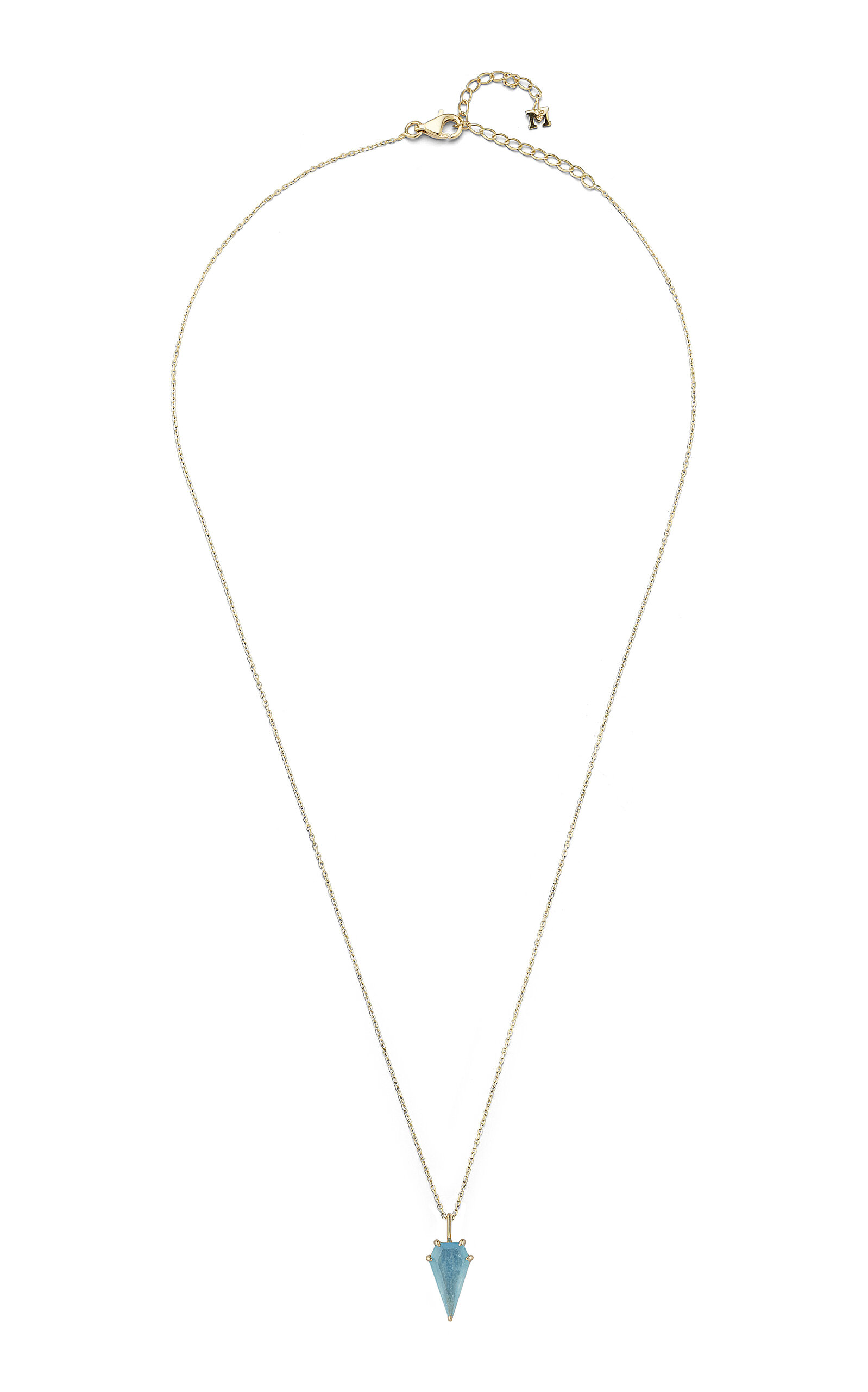 Shop Mateo 14kt Yellow Gold Aquamarine Kite Necklace In Blue