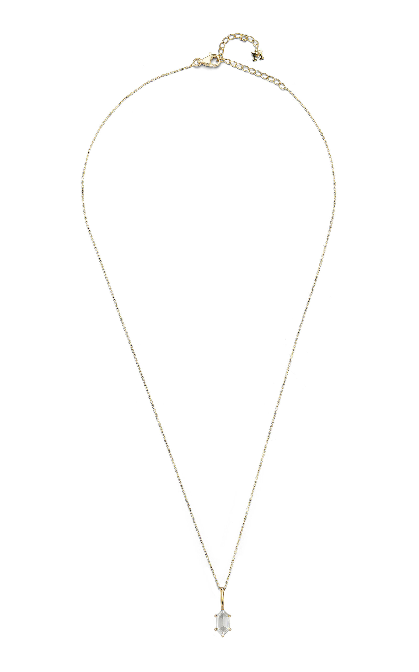 Mateo 14kt Yellow Gold White Topaz Hexagon Necklace