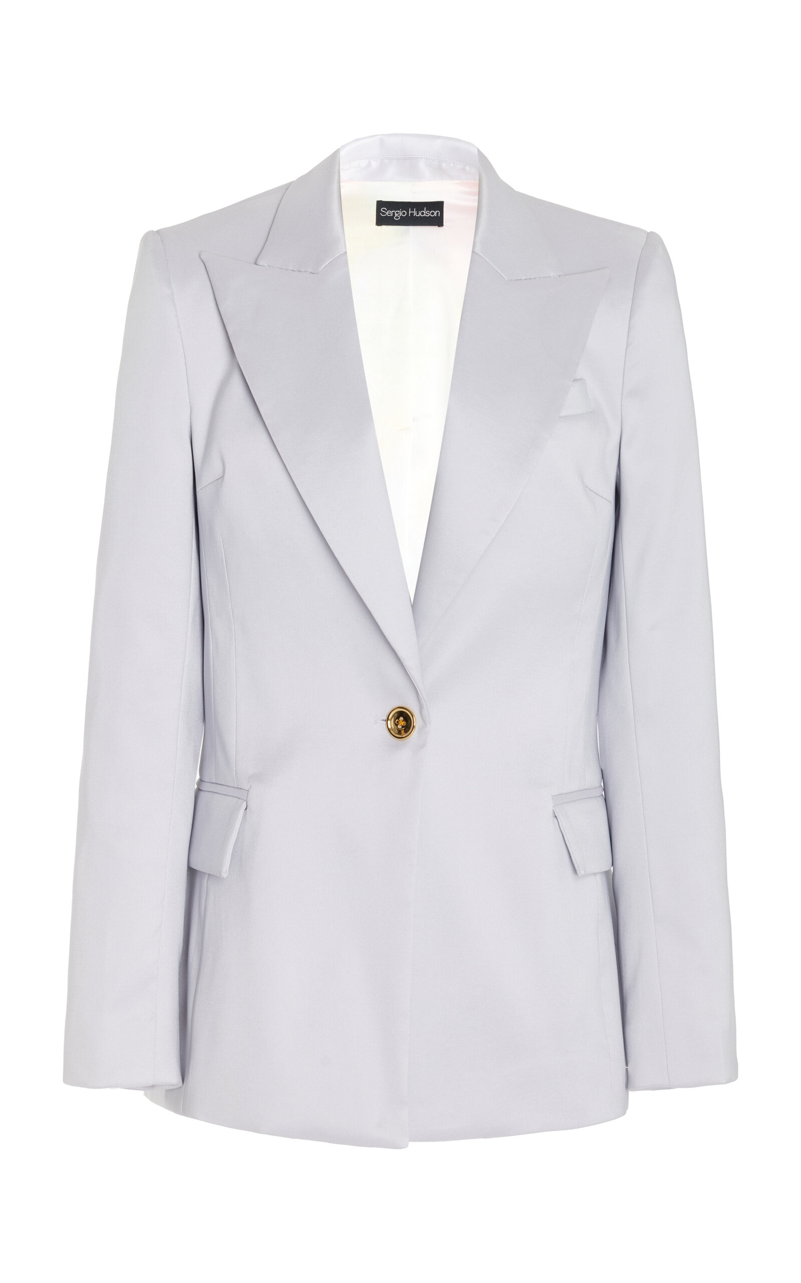 Shop Sergio Hudson Single-breasted Blazer In Silver