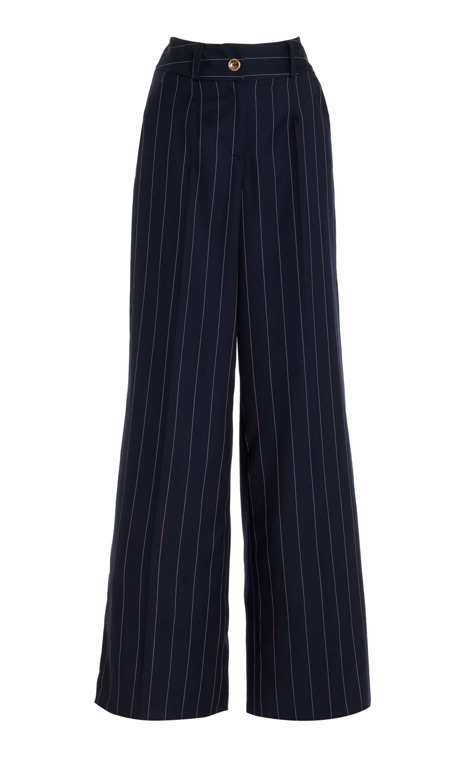 Pinstriped Wool Wide-Leg Pants