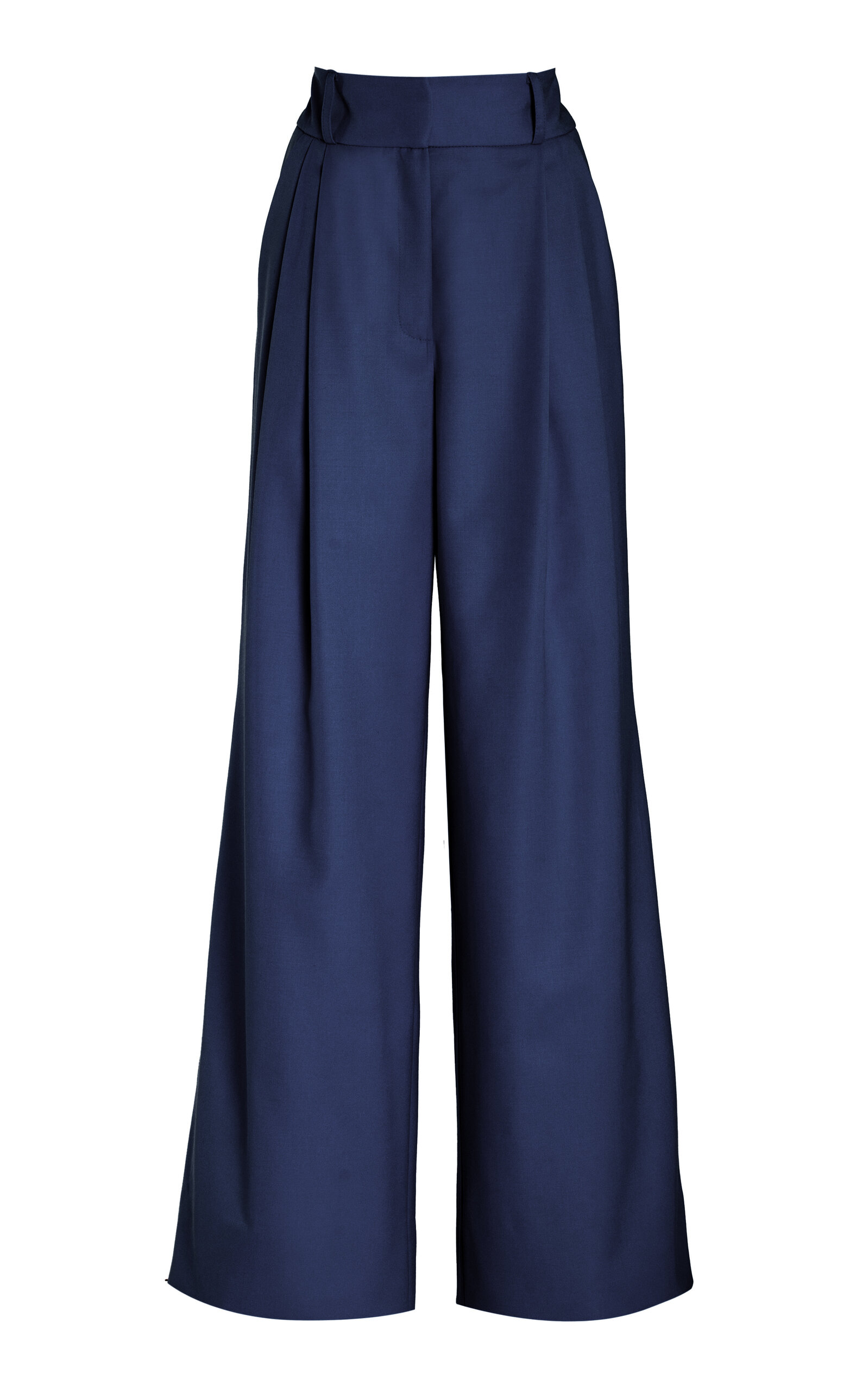 Shop Sergio Hudson Double-pleated Wool Pants In Navy