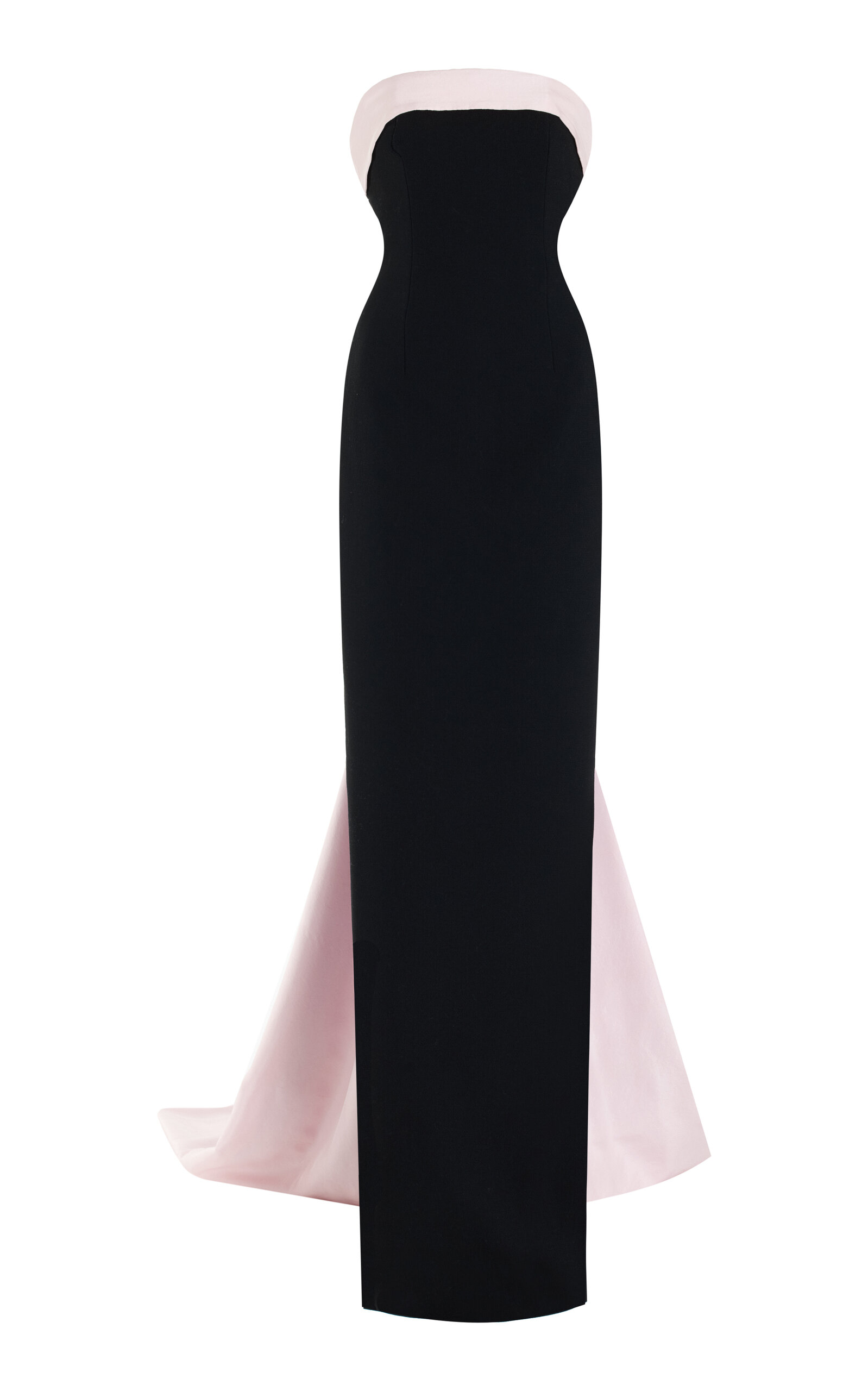 Shop Sergio Hudson Strapless Silk-wool Gown In Black