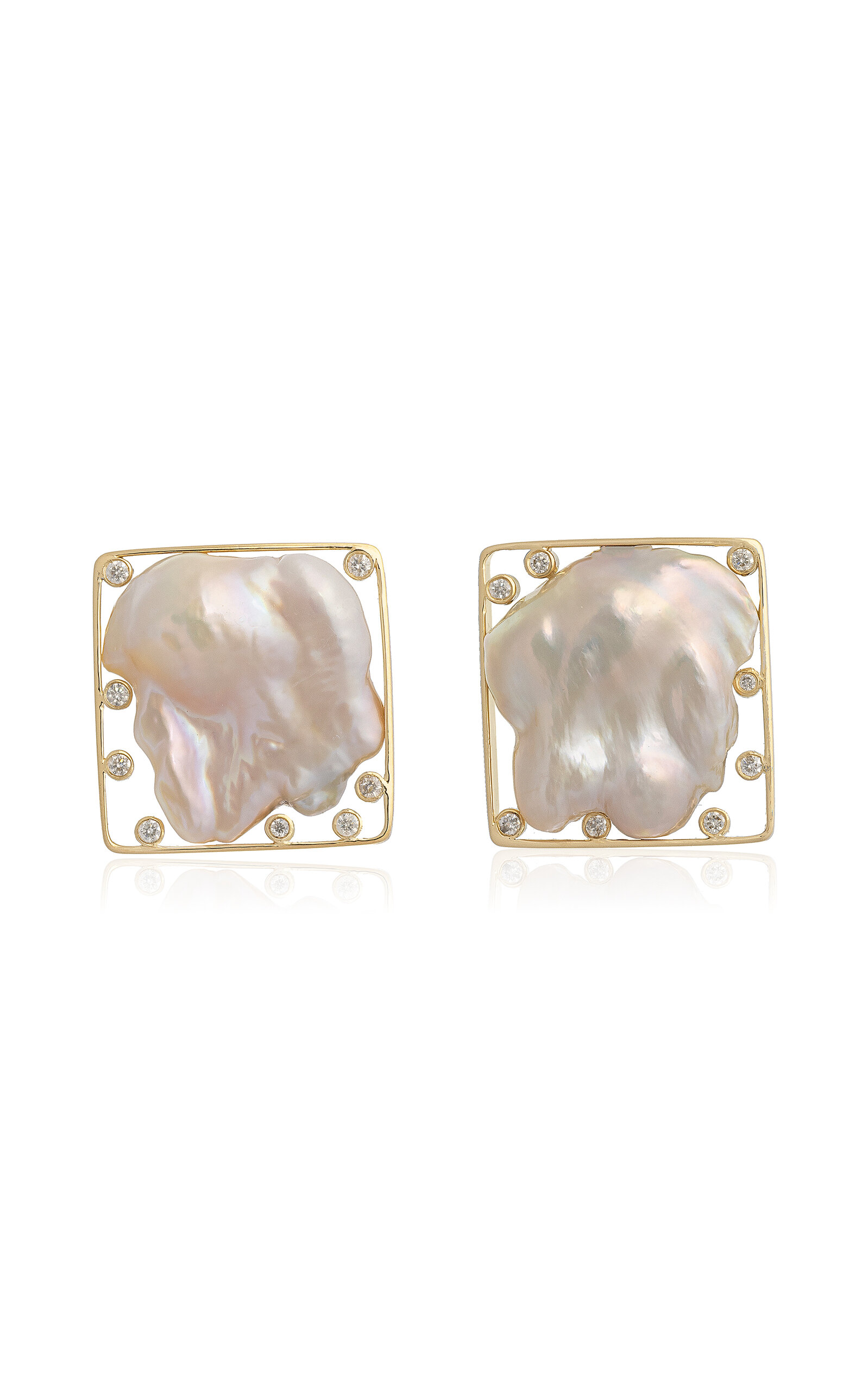 Shop Denise Cassou 18k Yellow Gold Wings Earrings In White