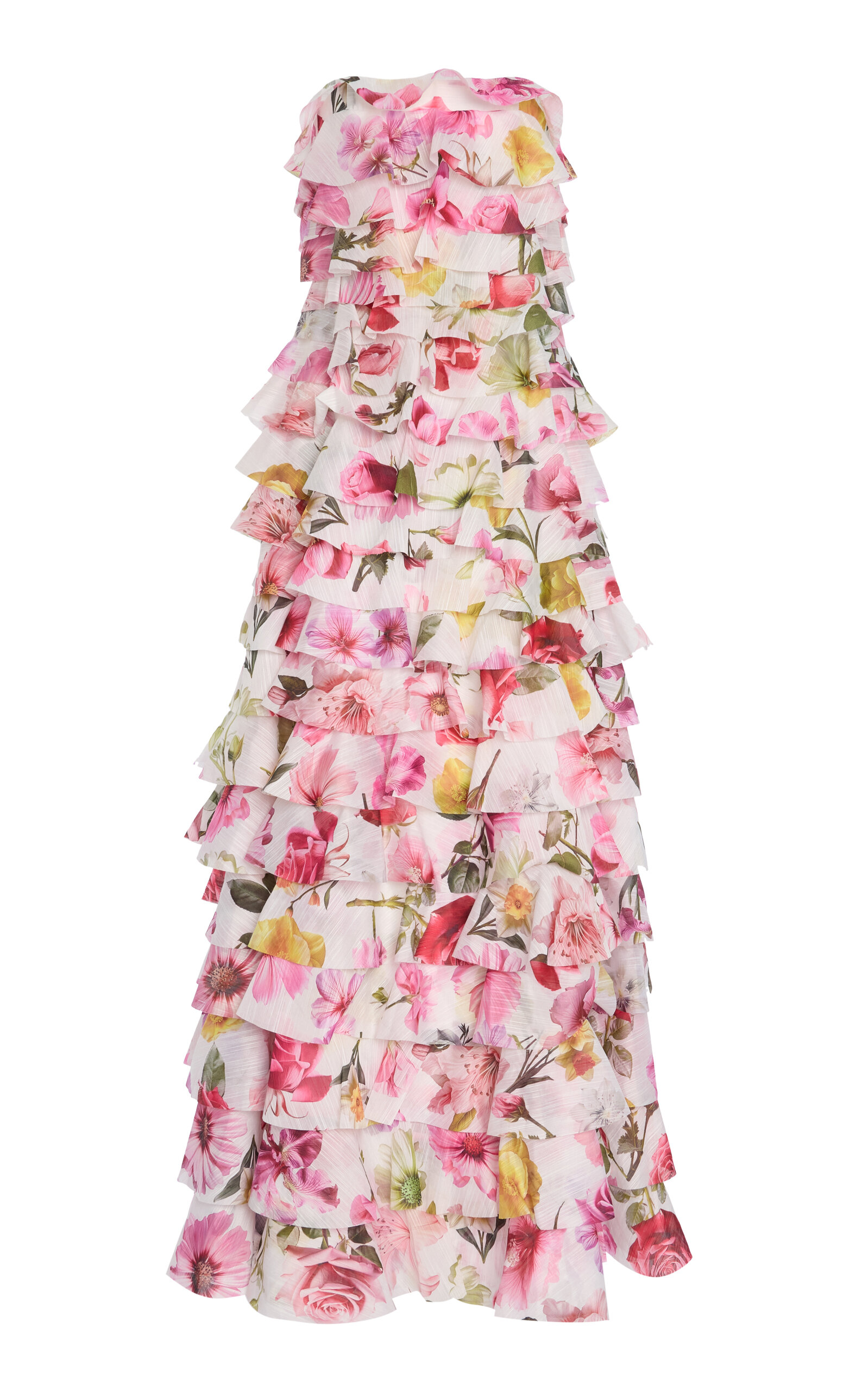 Fleur Floral-Print Pleated Gown