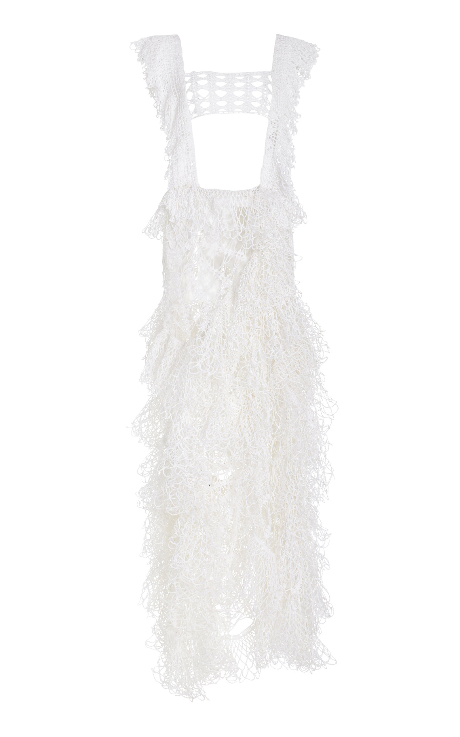 Shop Diotima Pinafore Starched Doilie Crochet Gown In White