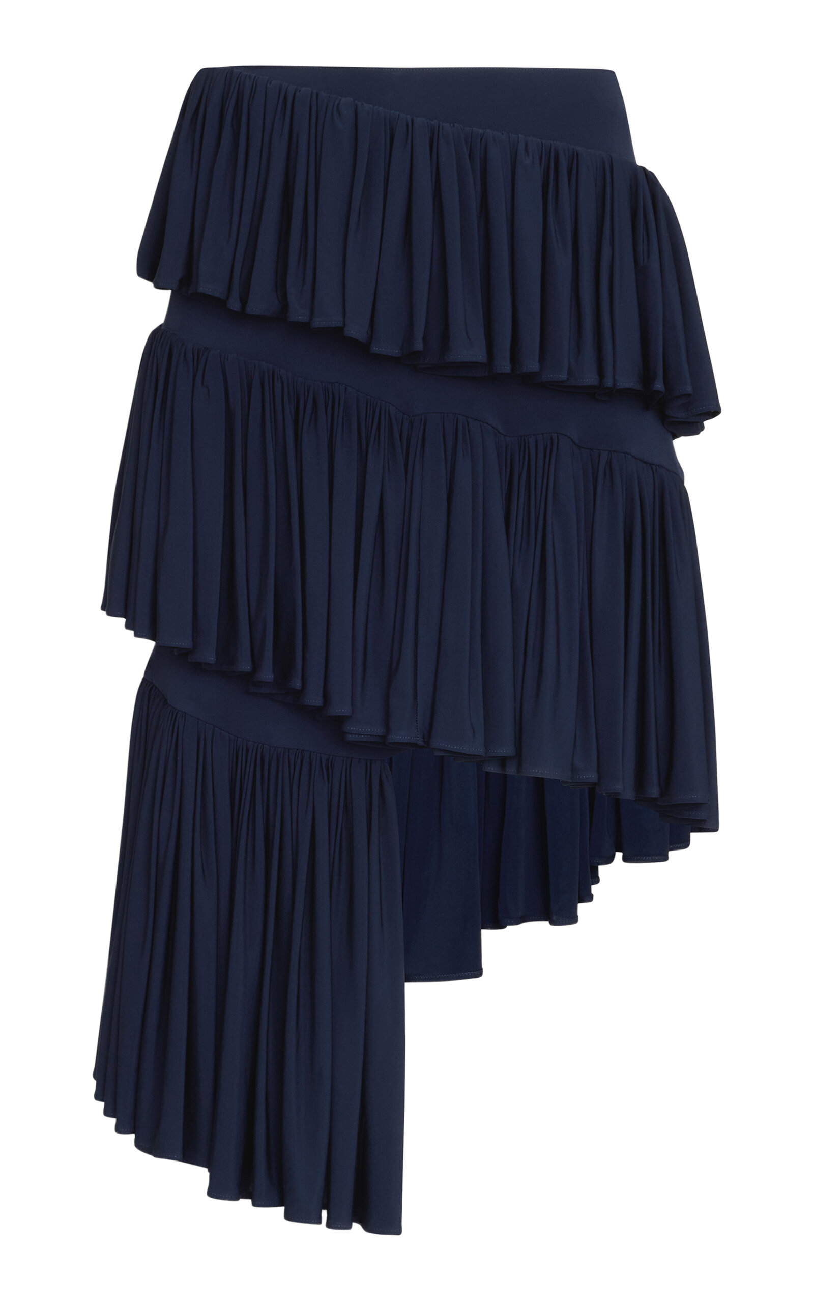 ALAÏA Spiral Tiered Cotton Midi Skirt