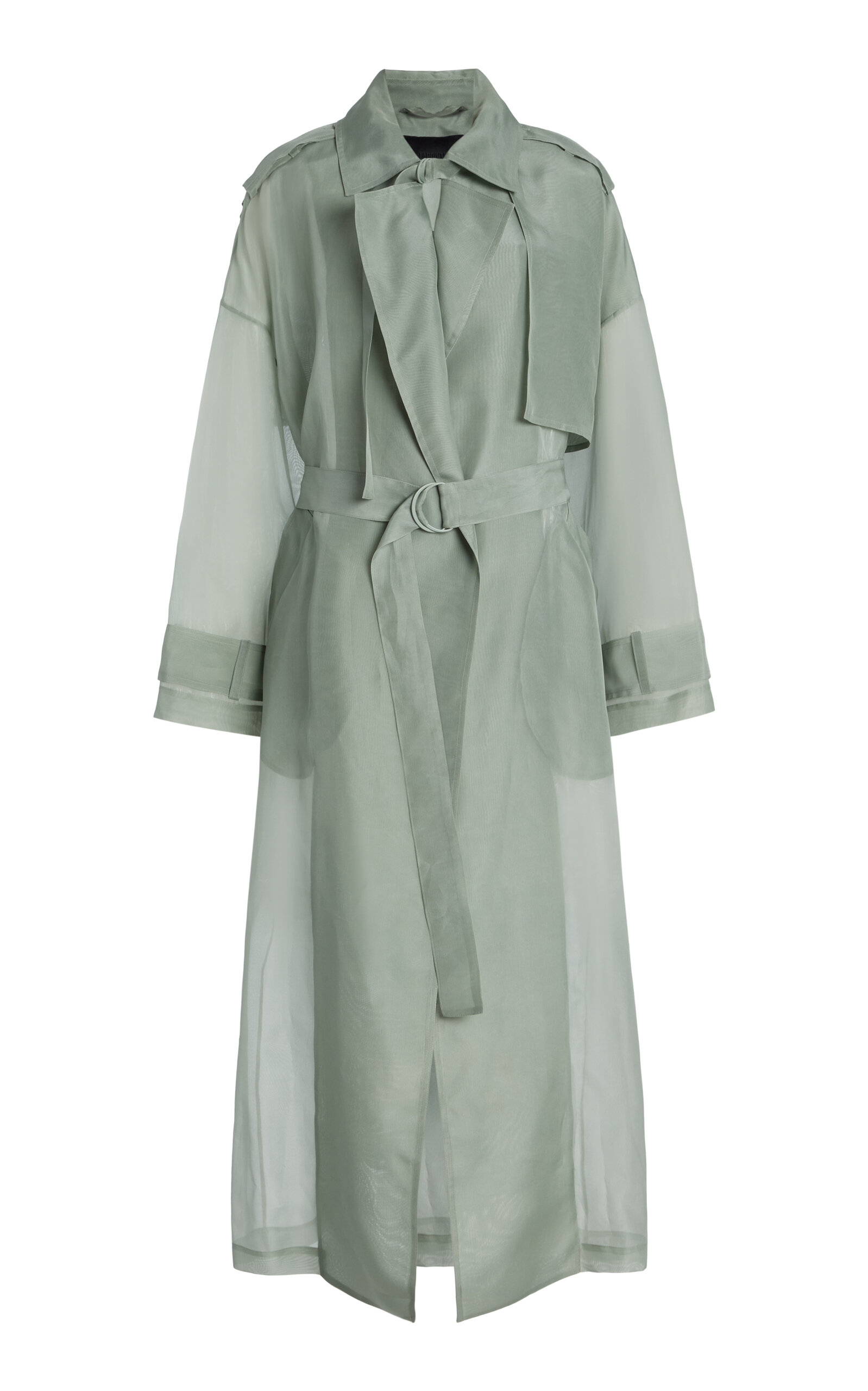 Organza Double-Breasted Trench Coat