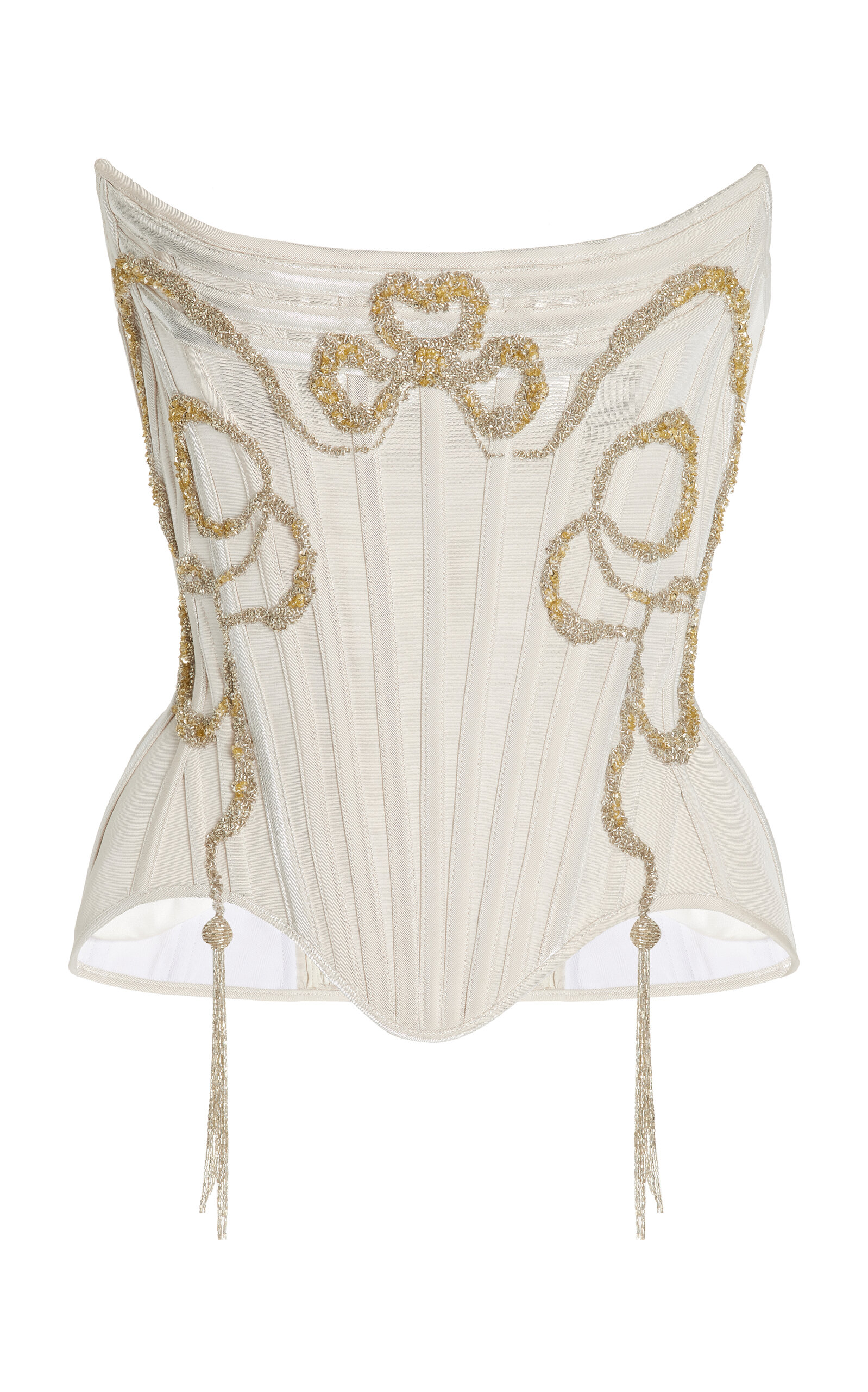 Exclusive Embellished Metallic Cotton-Silk Corset Top