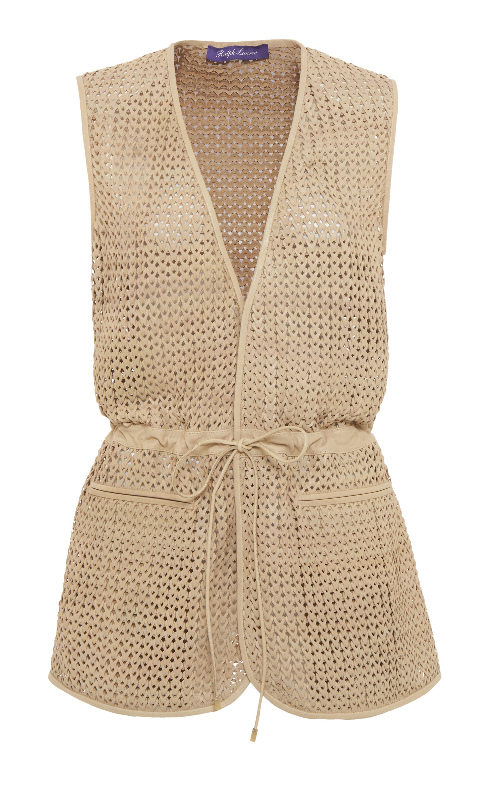 Shop Ralph Lauren Tabetha Leather Vest In Nude