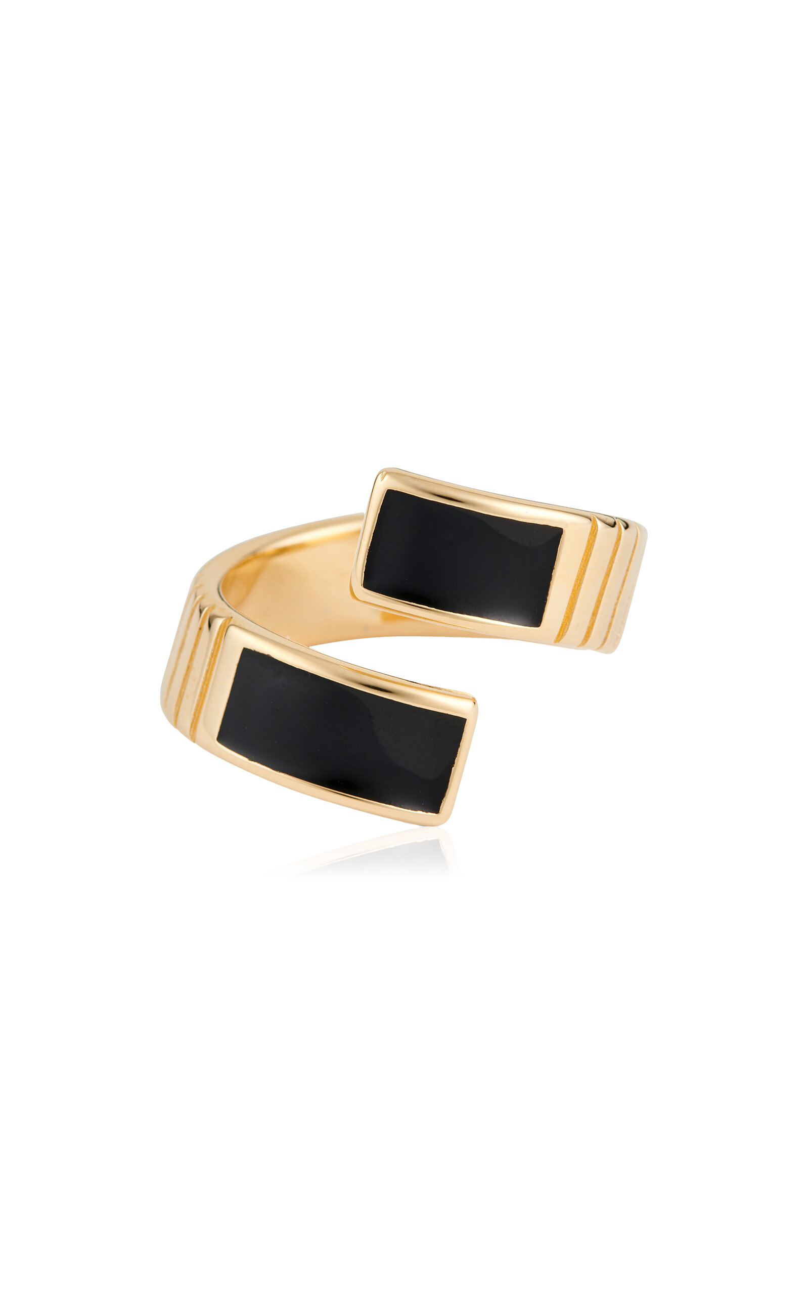 Shop Ivi Gaia Gold-plated Enamel Twist Ring