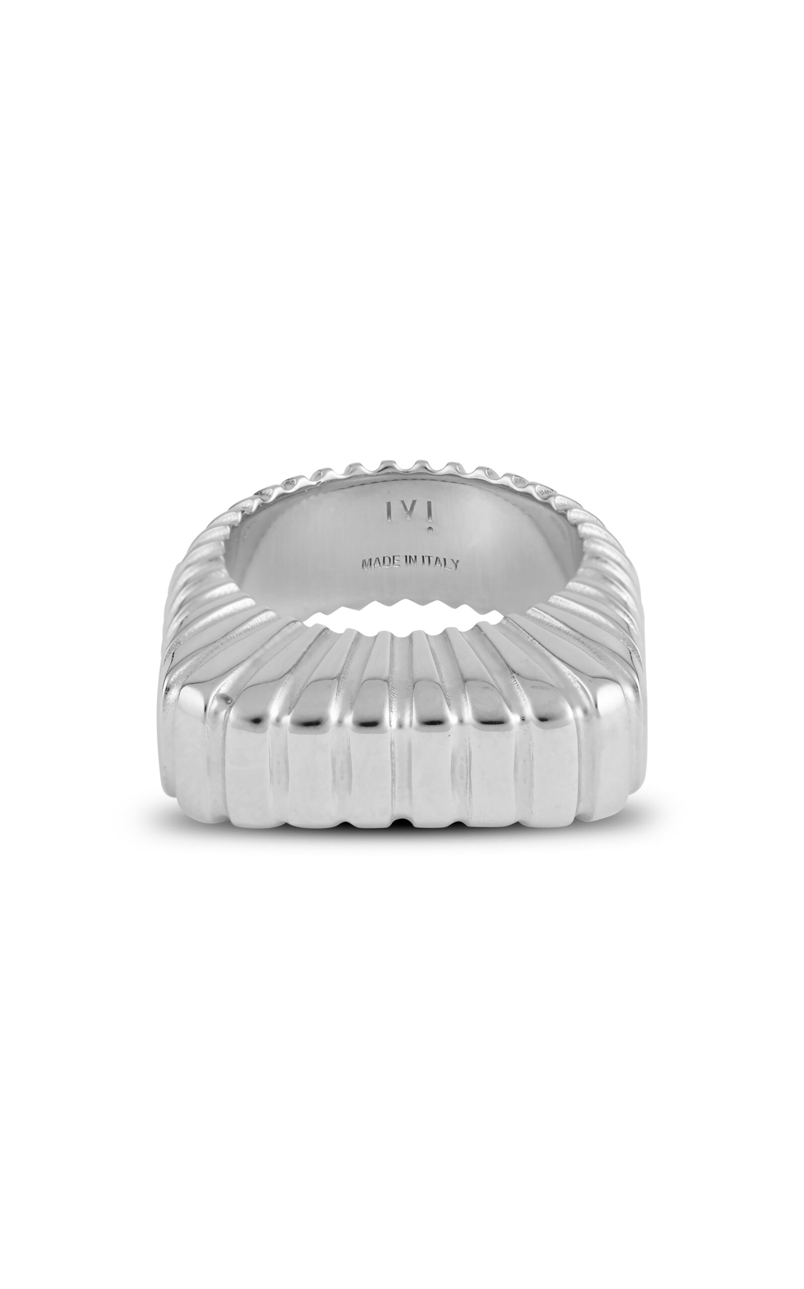 Shop Ivi Gaia Rhodium-plated Signet Ring In Silver