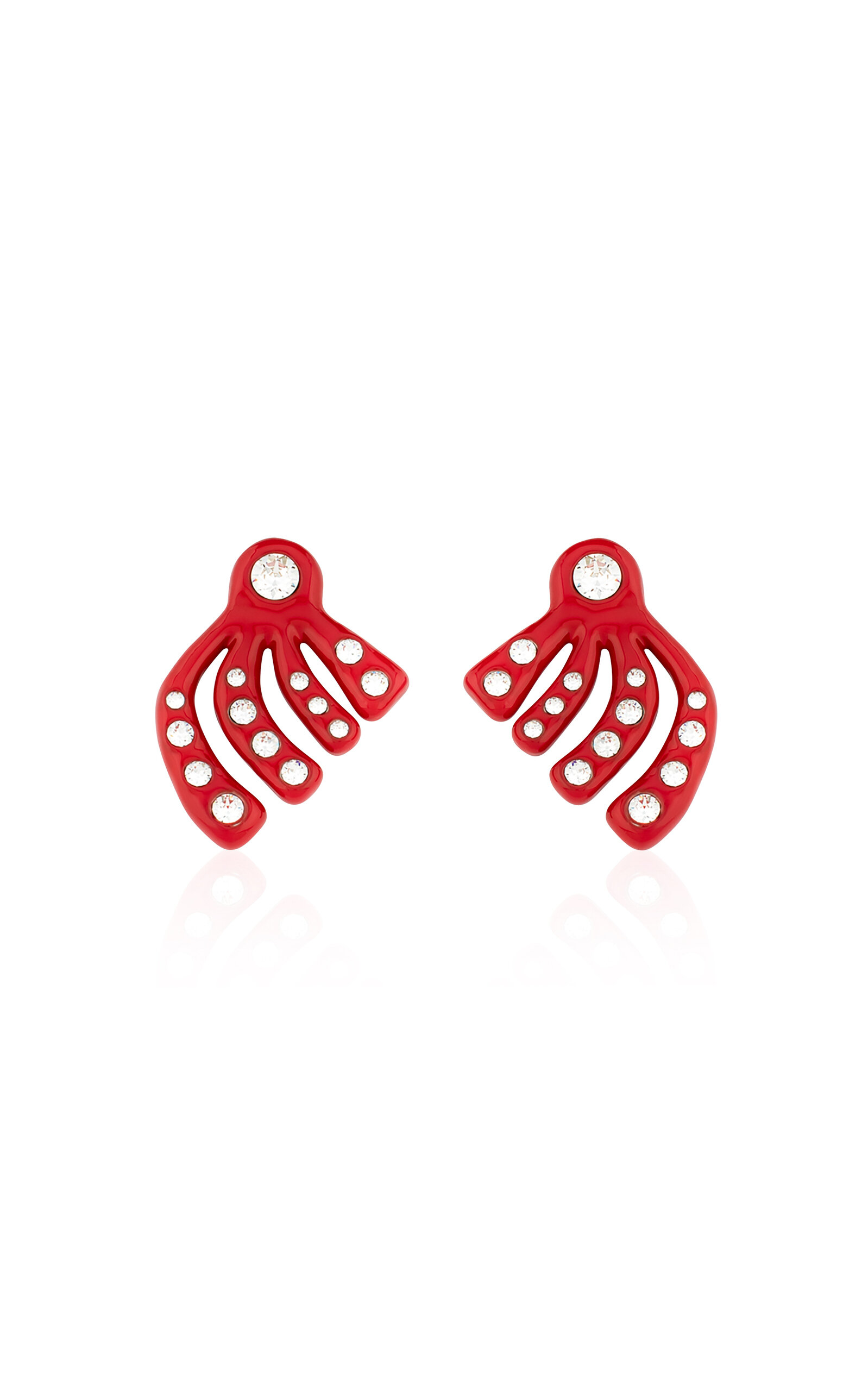 Shop Apoa Grece Crystal Studded Earrings In Red