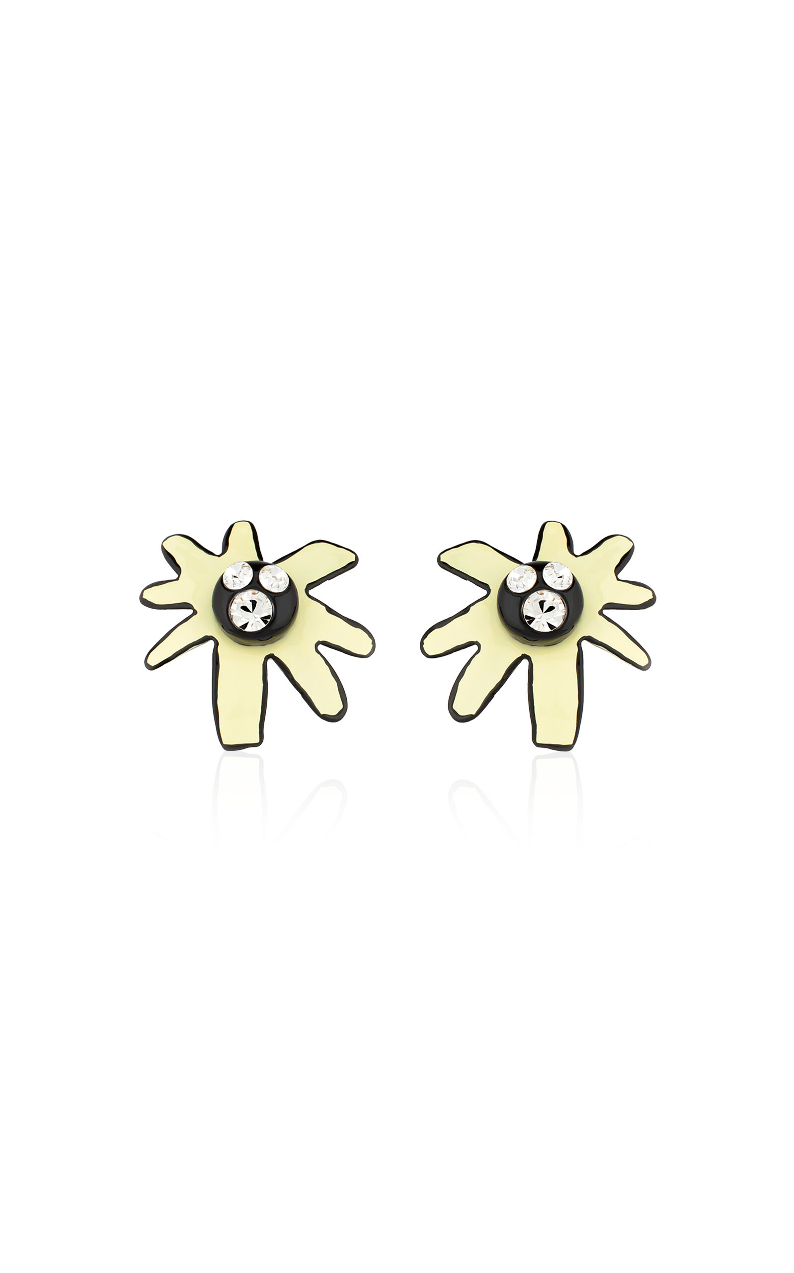 Shop Apoa Moudhi Flower Enamel Earrings In Yellow