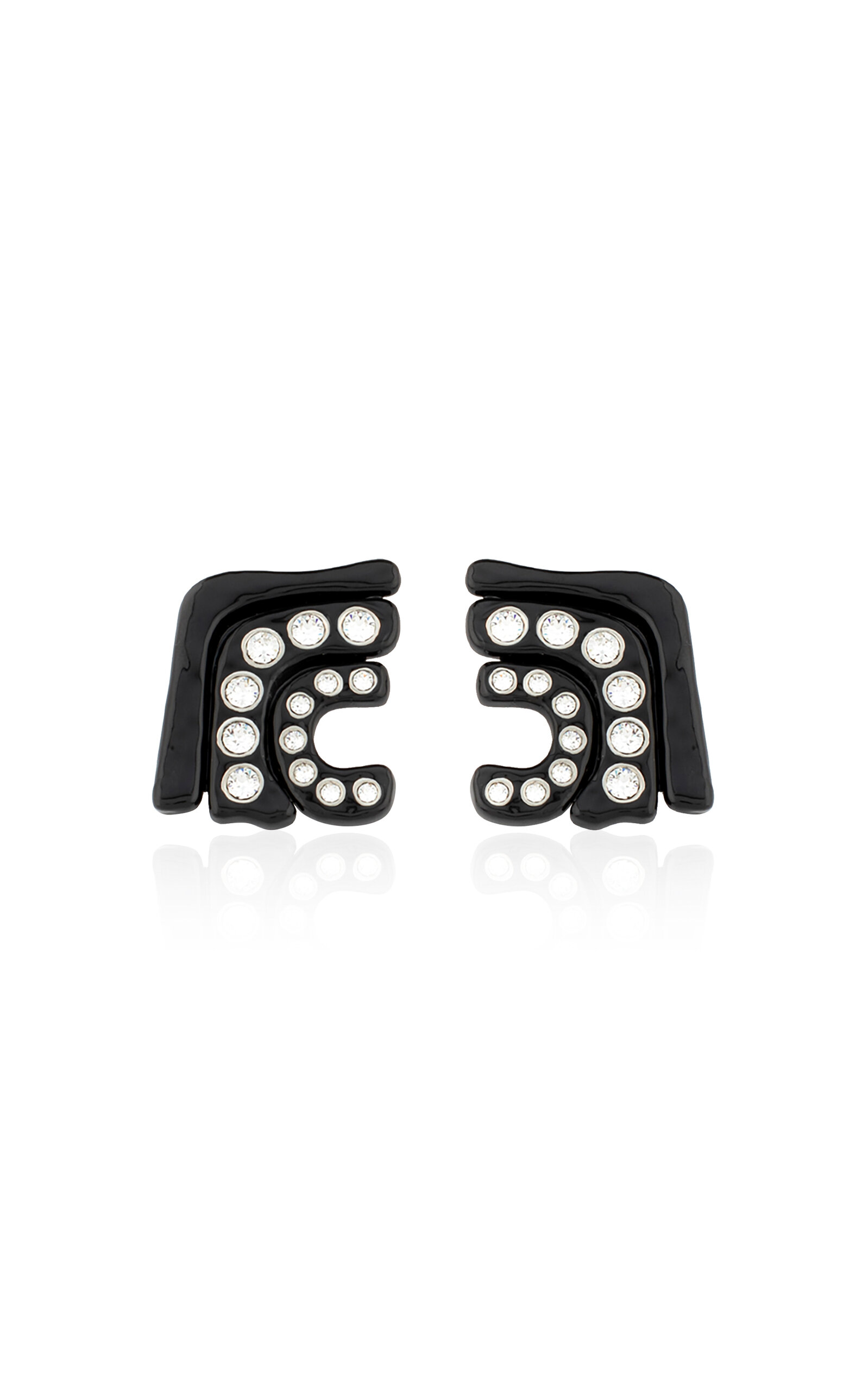 Apoa Kahla Crystal Studded Enamel Clip-on Earrings In Black