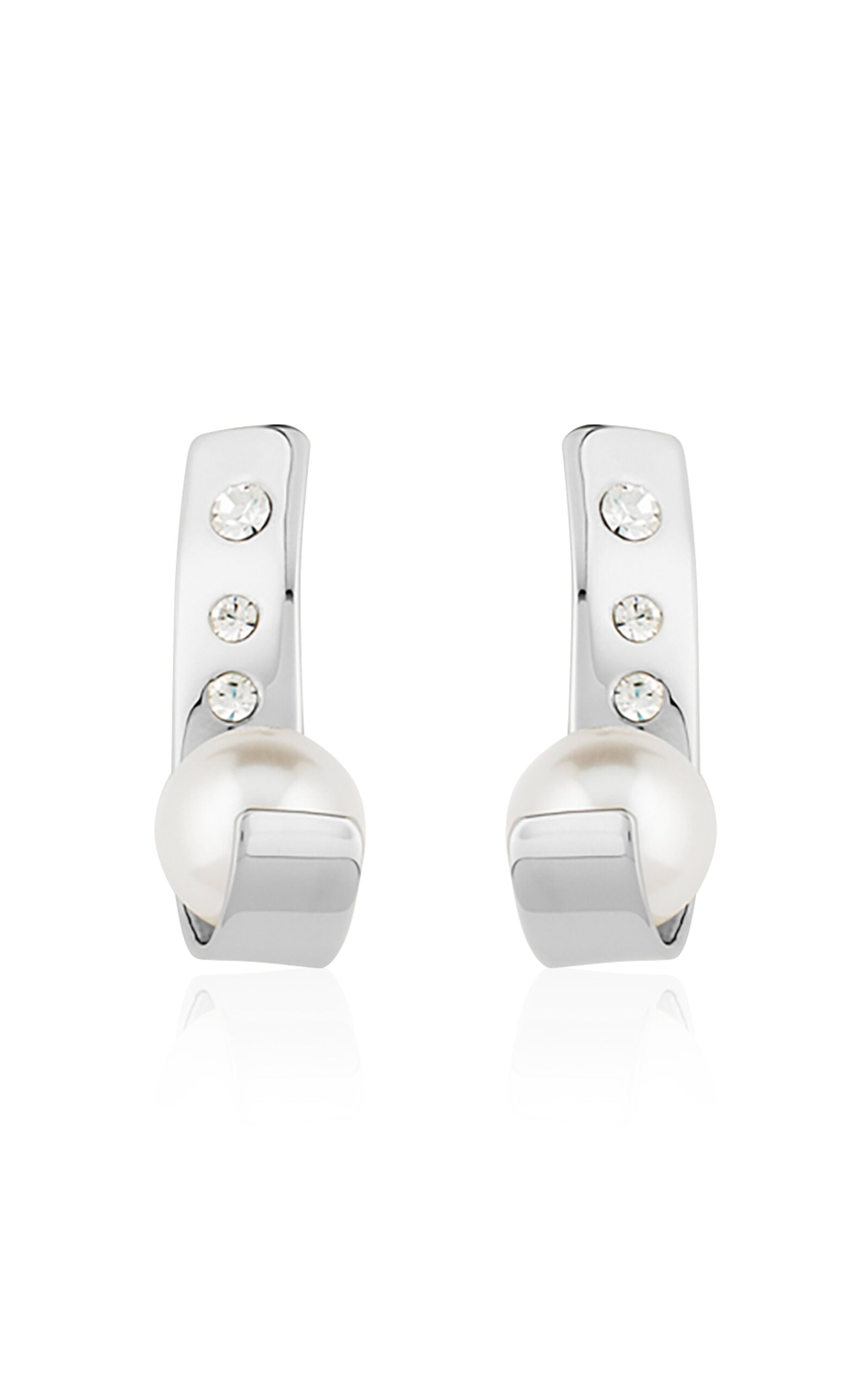 Shop Apoa Leen Pearl Studded Drop Earrings In Silver