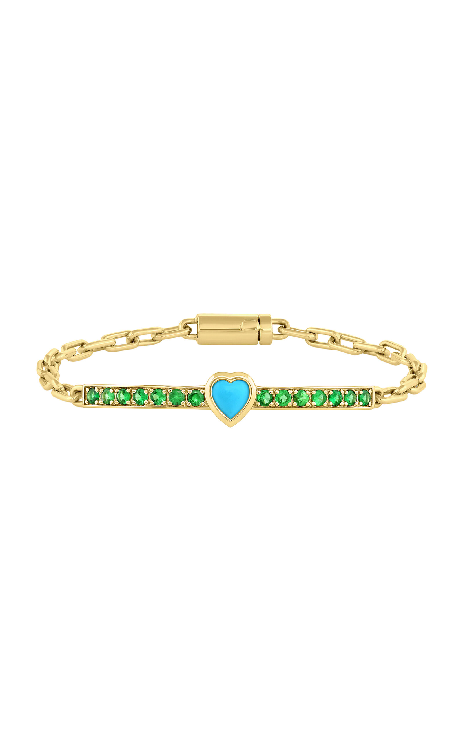 Shop M.spalten 14k Yellow Gold And Turquoise Single Stone Gem Id Bracelet In Blue