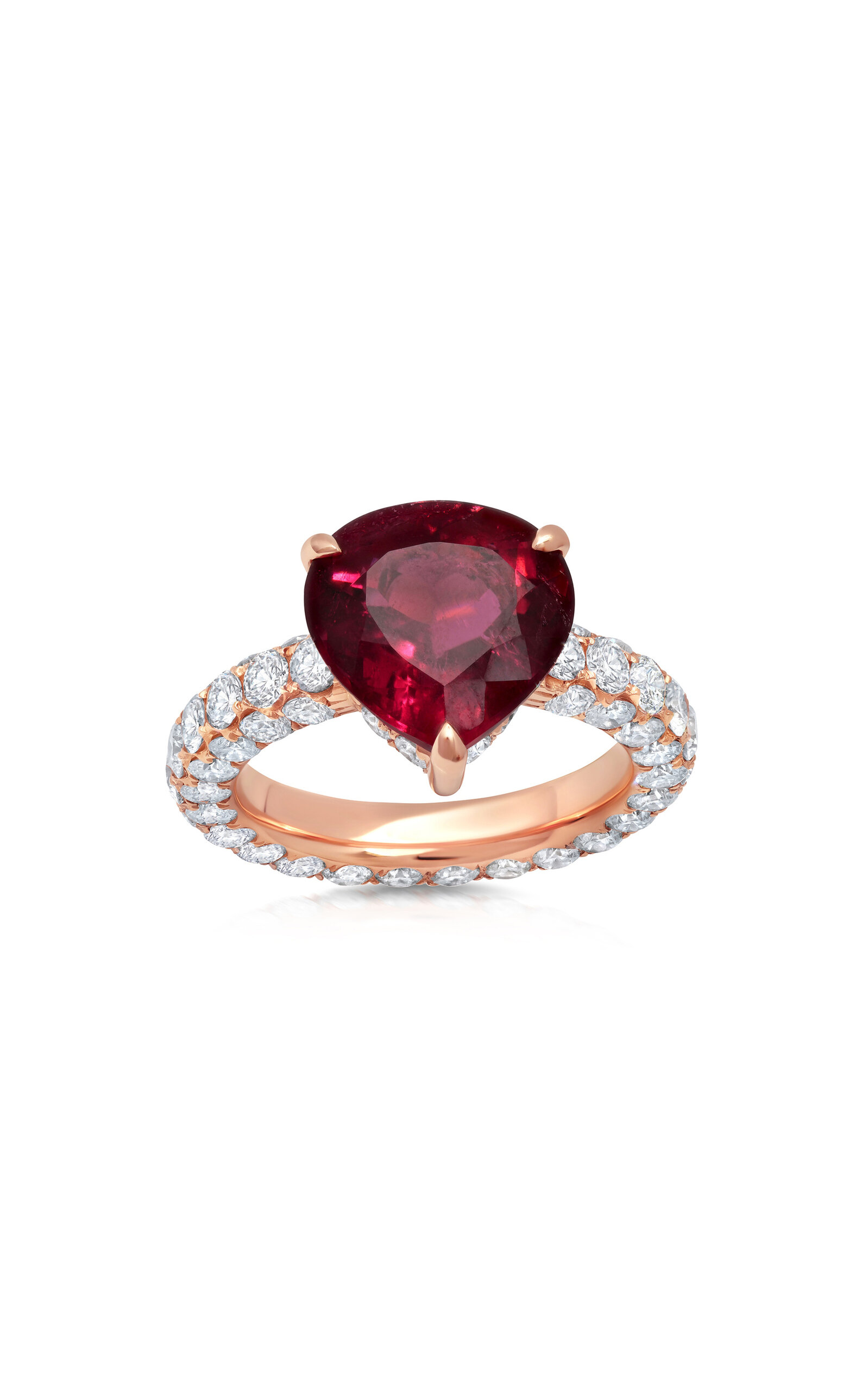 Shop Graziela 18k Rose Gold Rubellite; Diamond Ring