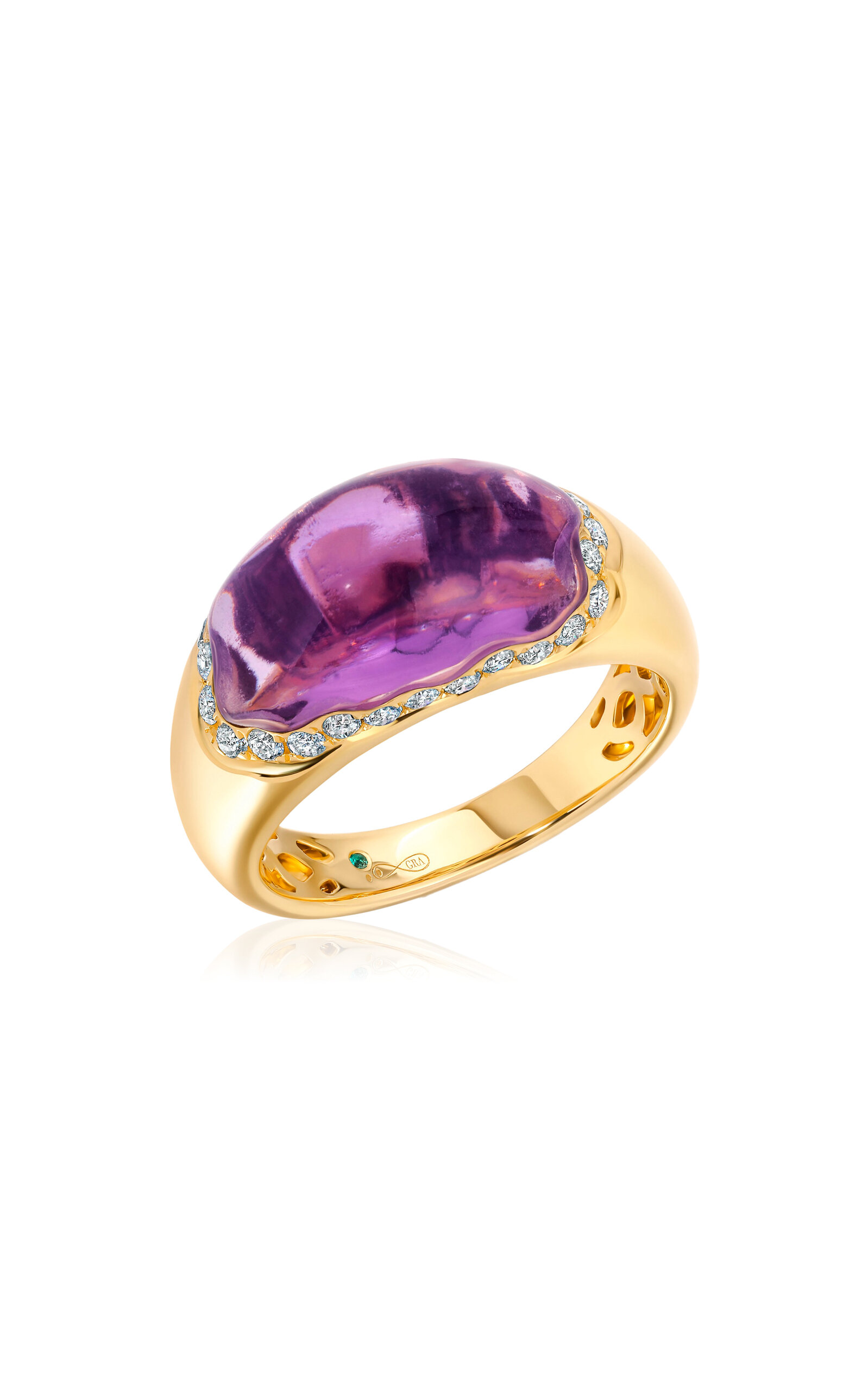 18K Yellow Gold Amethyst; Diamond Bahia Ring