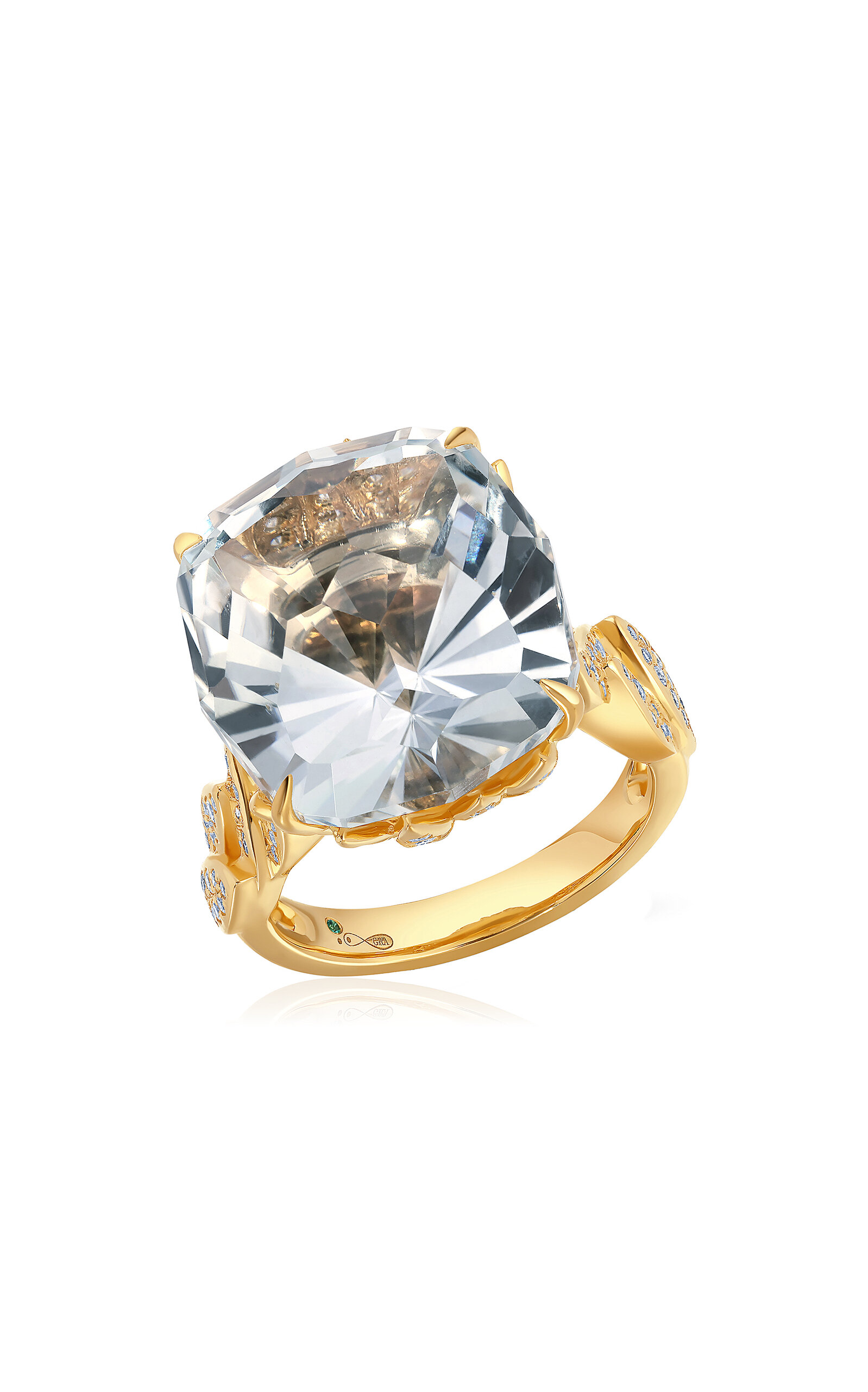 18K Yellow Gold Diamond Folha Ring