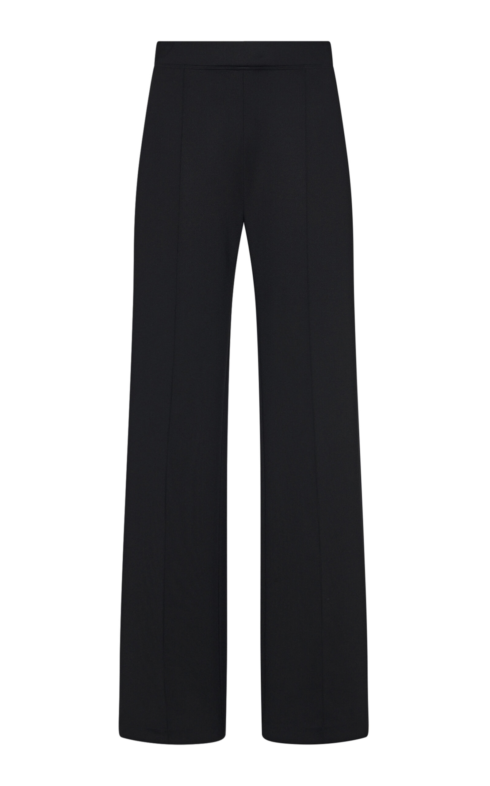 Pintucked Scuba-Knit Straight-Leg Pants