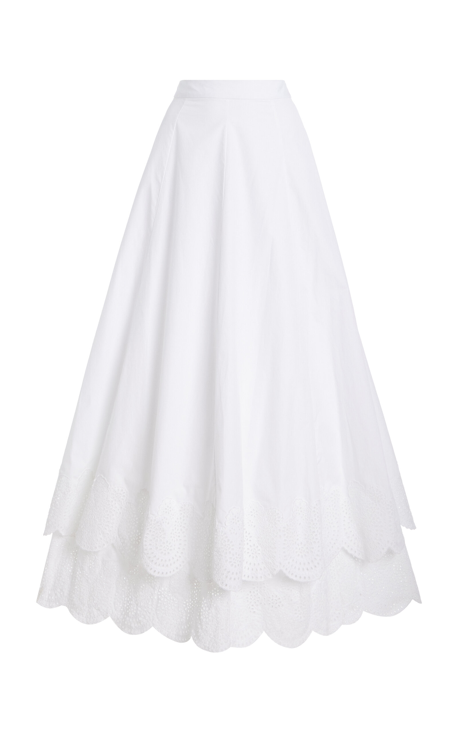 Tiered Cotton Broderie Maxi Skirt