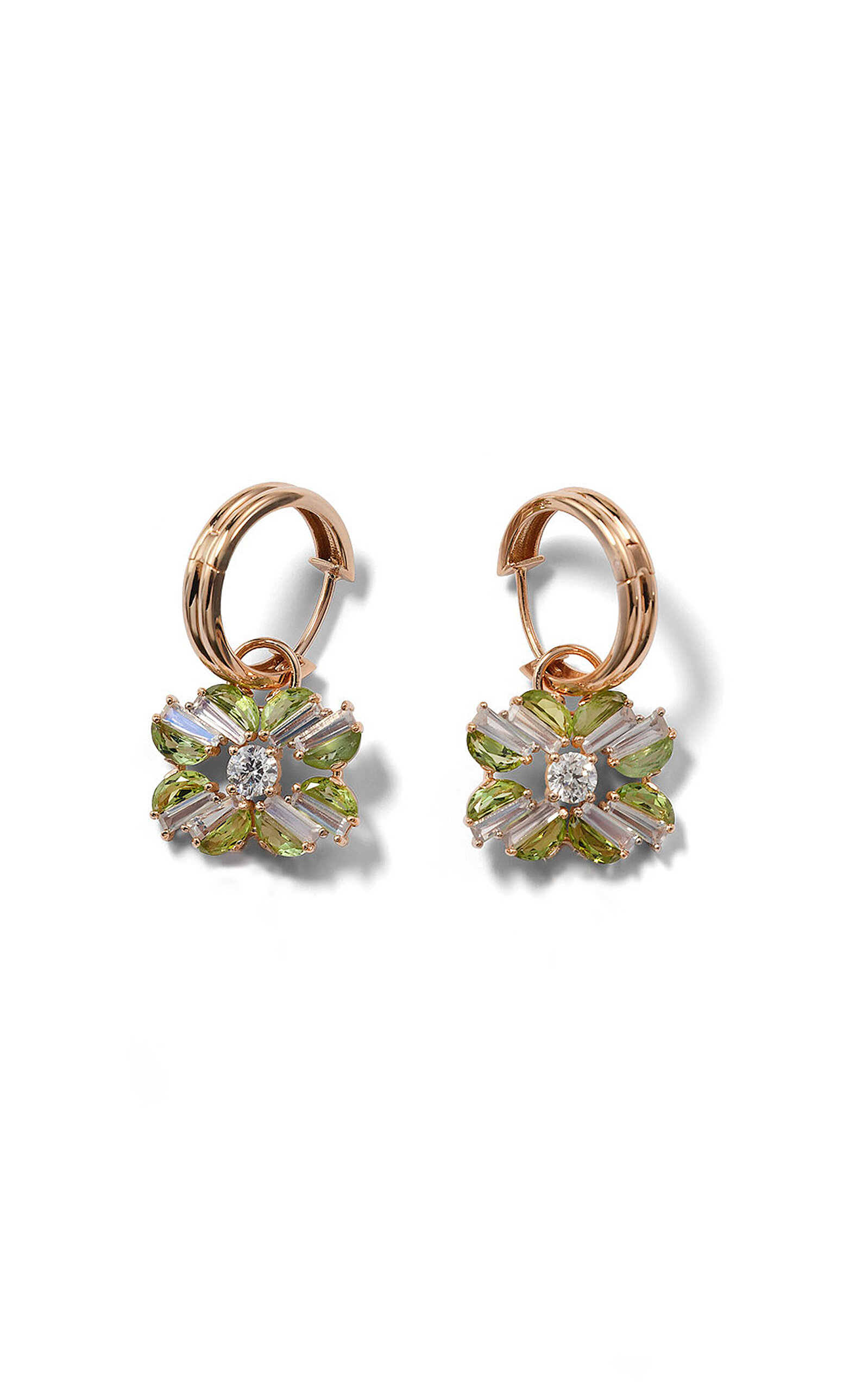 Shop Nak Armstrong 20k Rose Gold And Green Tourmaline Renaissance Earrings