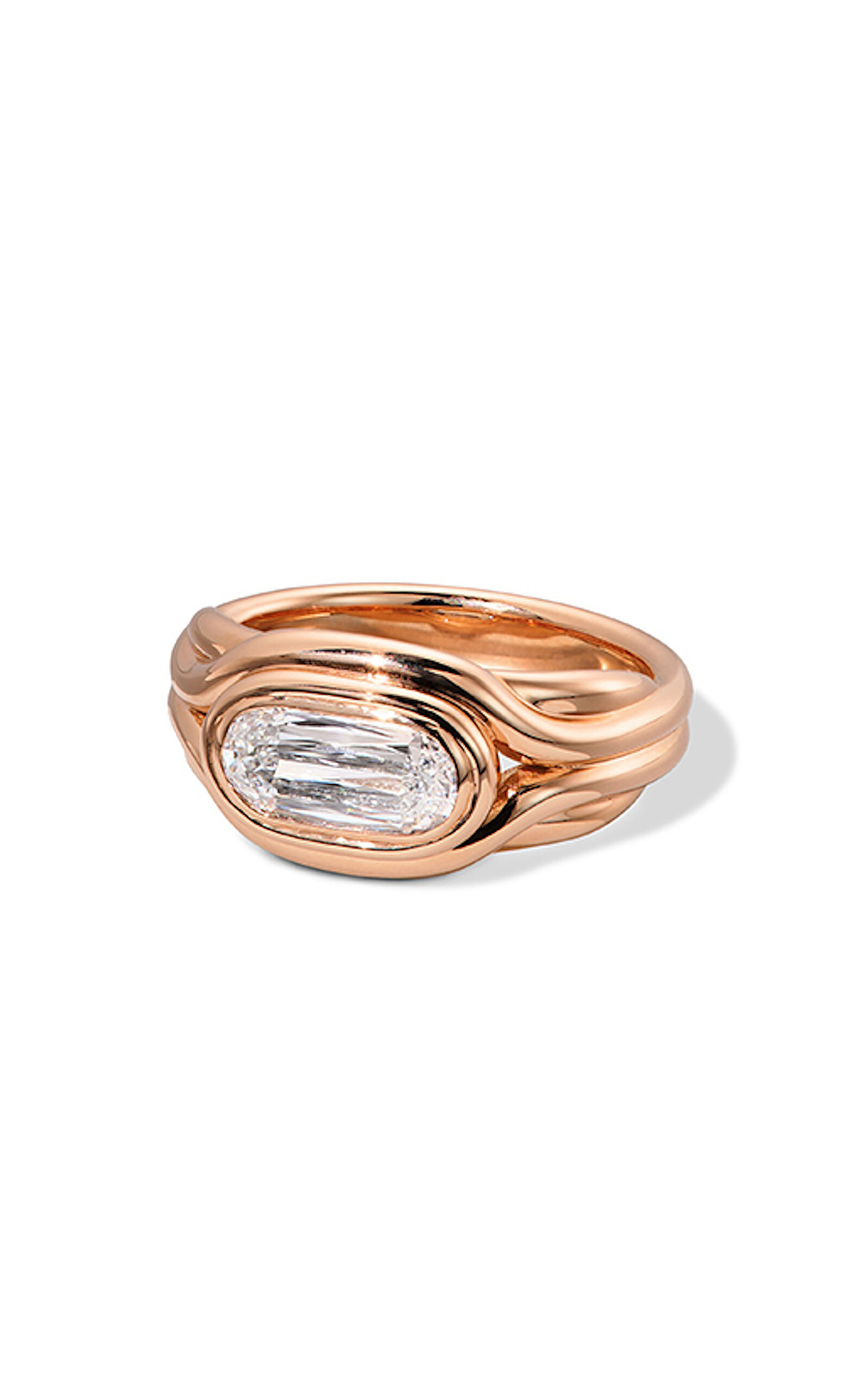 Shop Nak Armstrong One Of A Kind 20k Rose Gold And White Diamond Seed Signet Ring