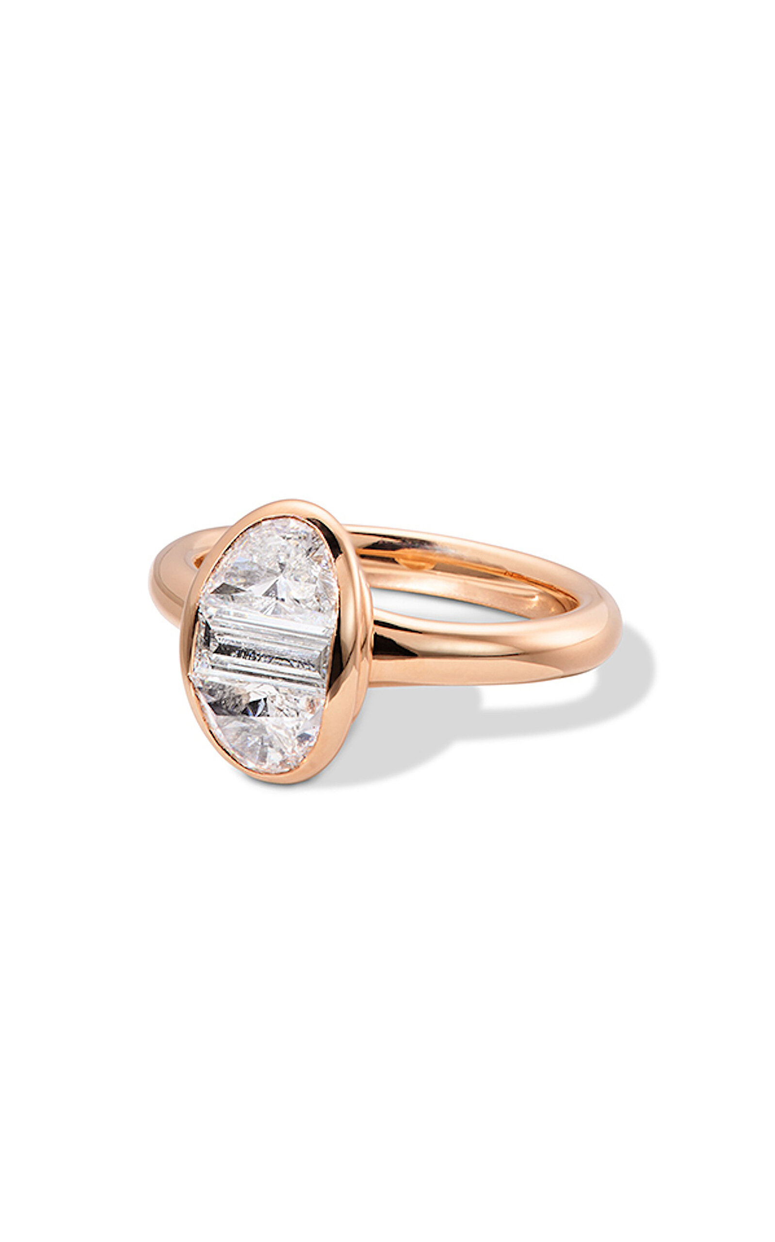 Shop Nak Armstrong 20k Rose Gold And White Diamond Sleeping Oval Solitaire Ring