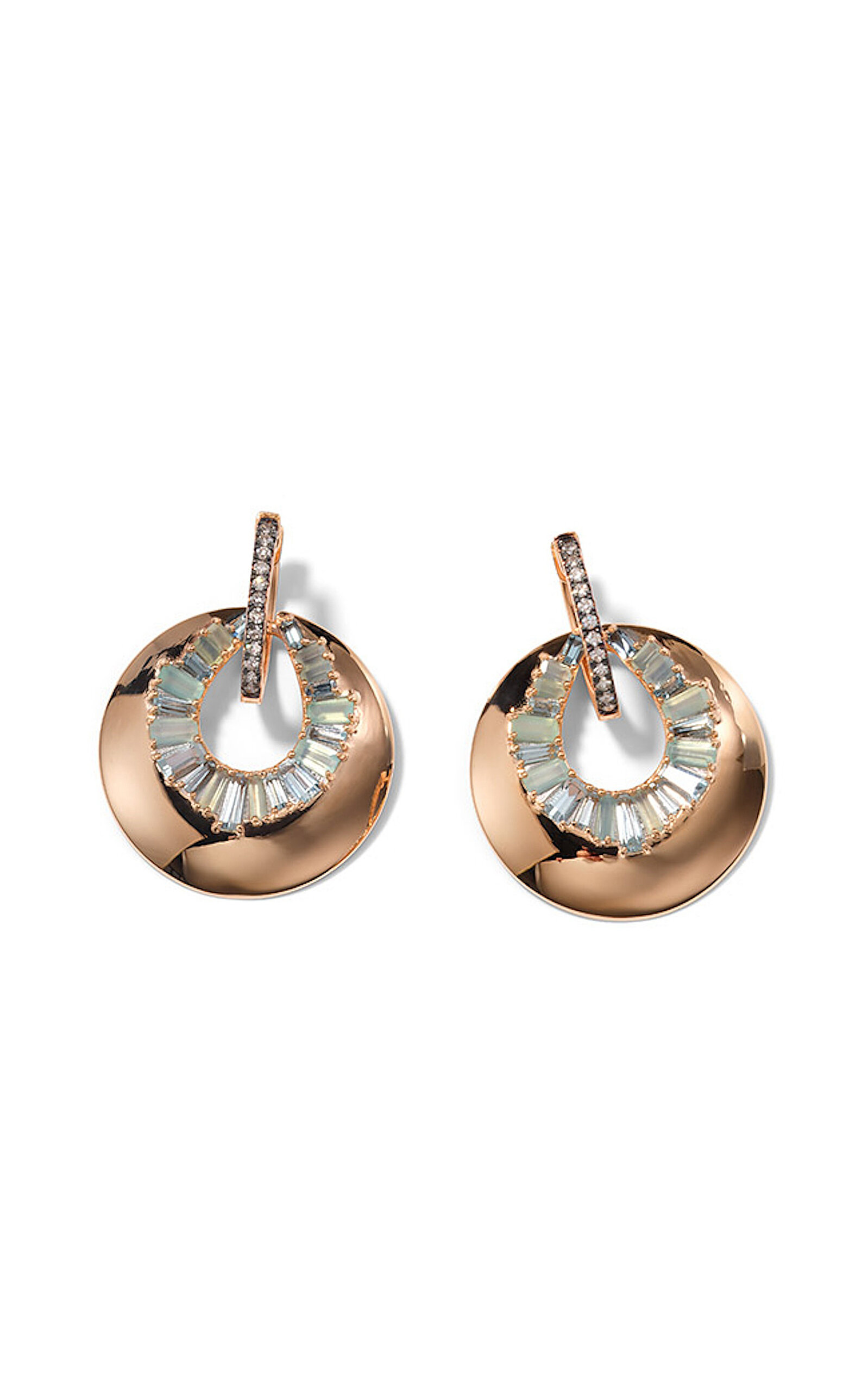 Shop Nak Armstrong 20k Rose Gold And Blue Peruvian Opal Aperture Earrings