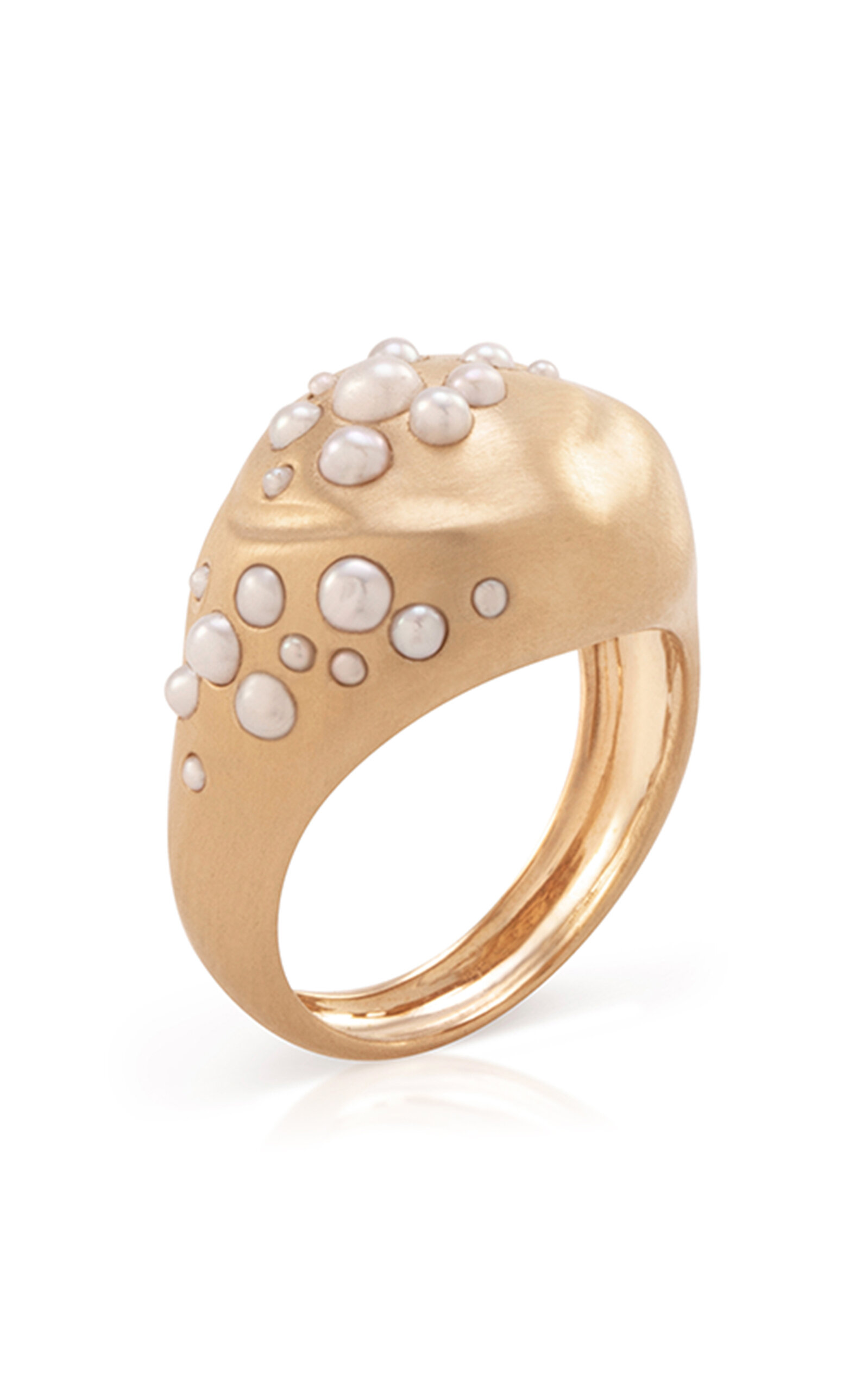 Shop Nada Ghazal 18k Yellow Diamond Pearl Ring In Gold