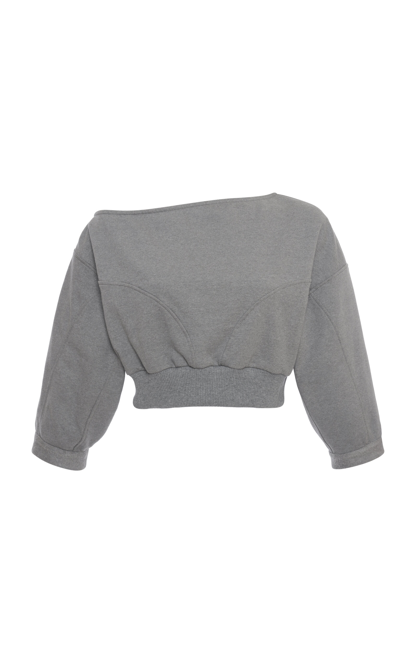 Shop Nensi Dojaka Betty Cropped Cotton Sweatshirt In Light Grey