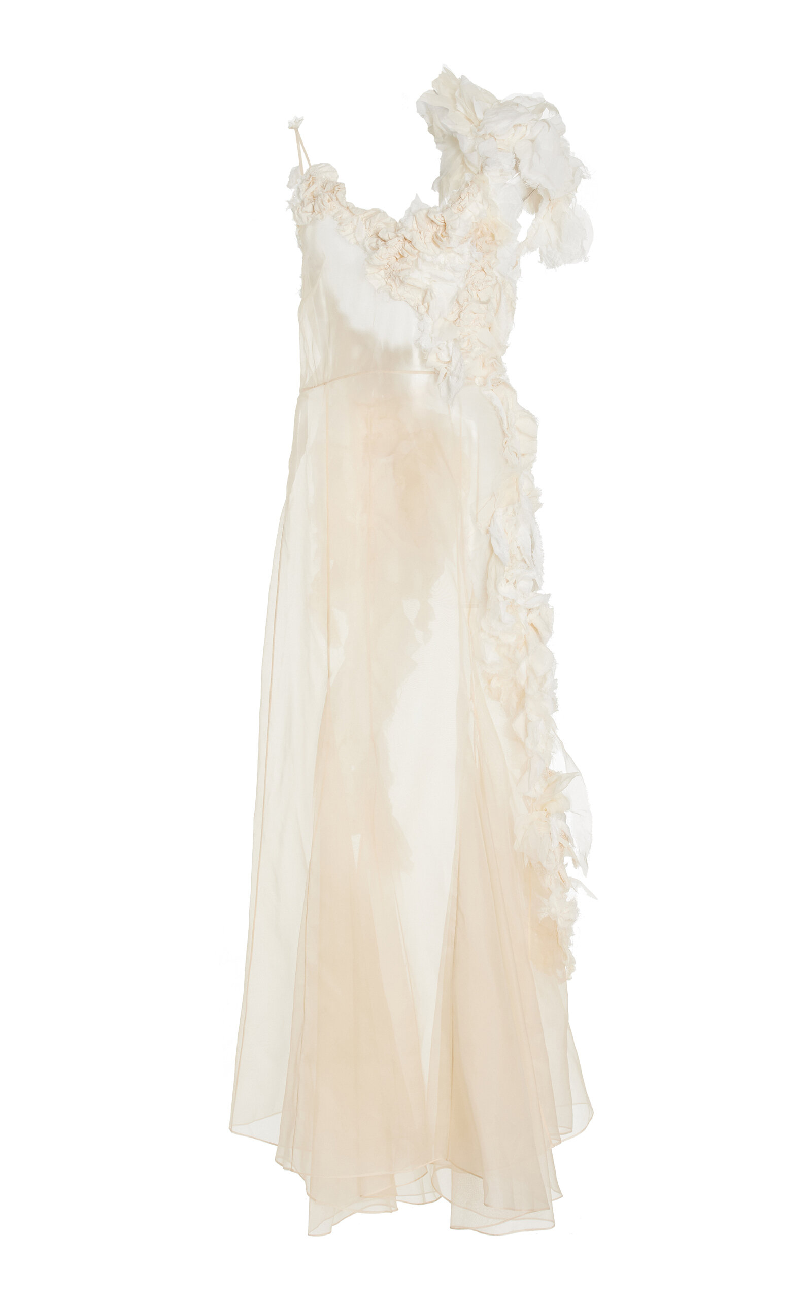 Colleen Allen Floral-embroidered Silk Gown In Neutral