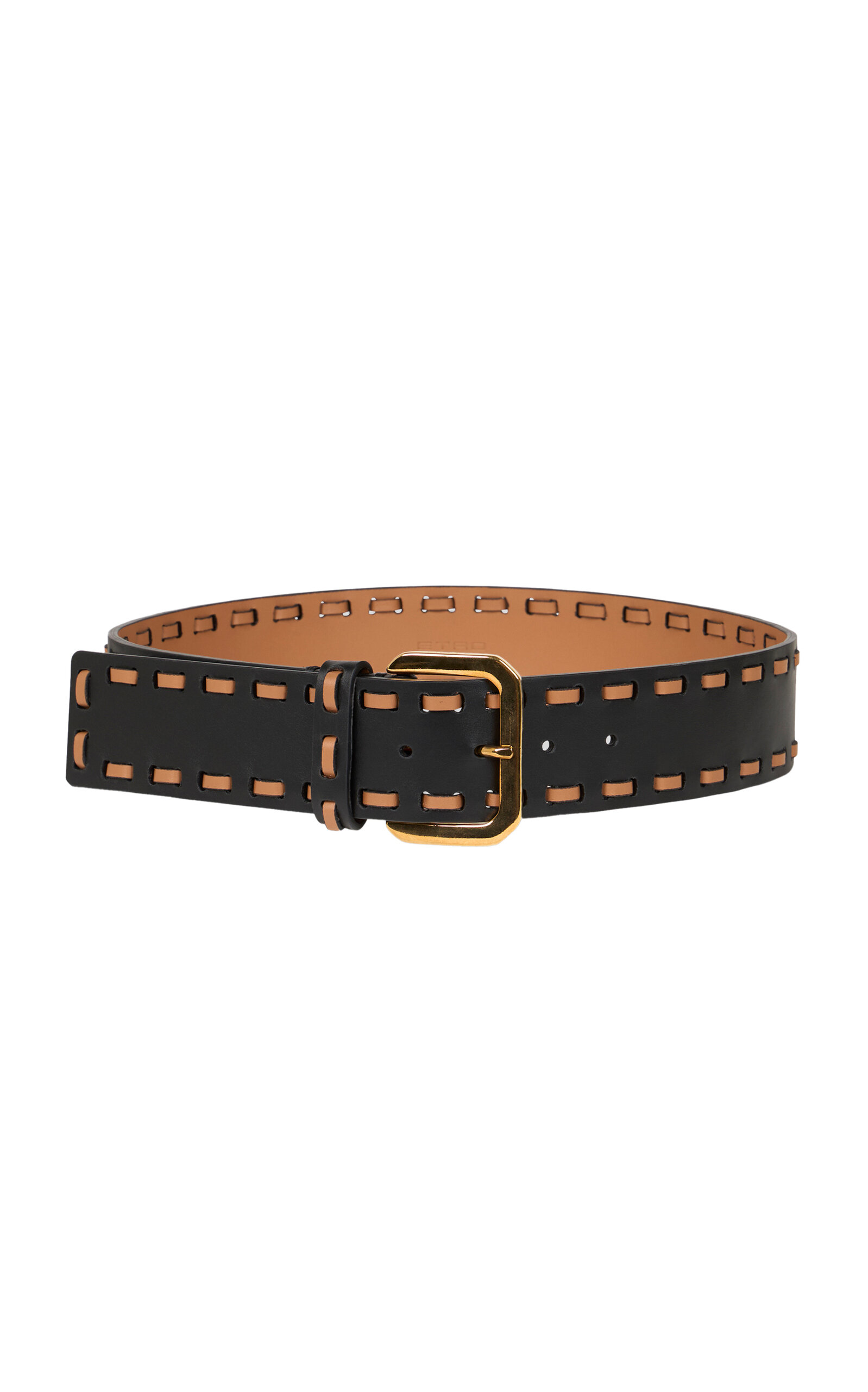 Etro Threaded Arnica Leather Belt In Black