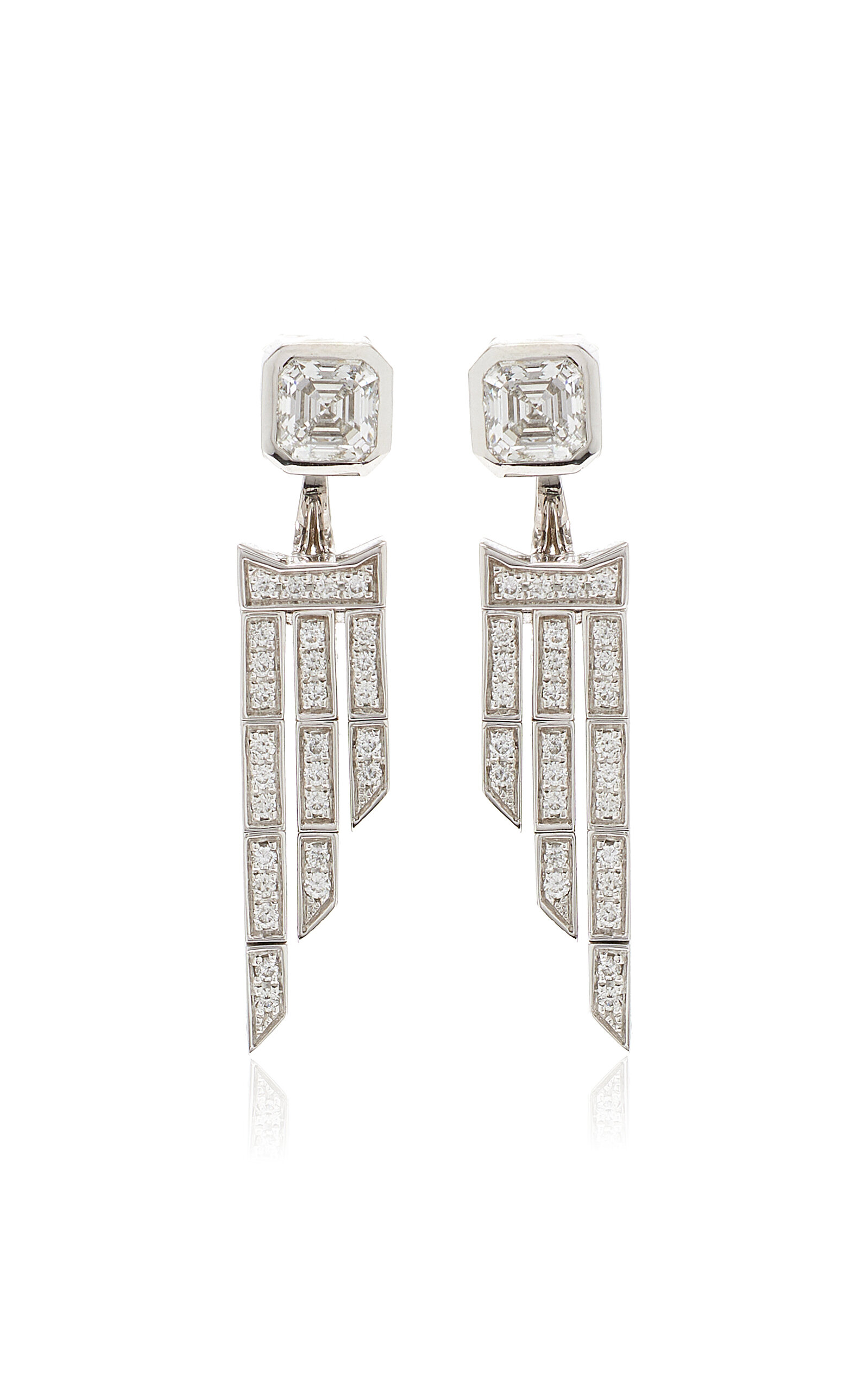 One of a Kind Deco Centennial Twenties 18K White Gold Diamond Earrings