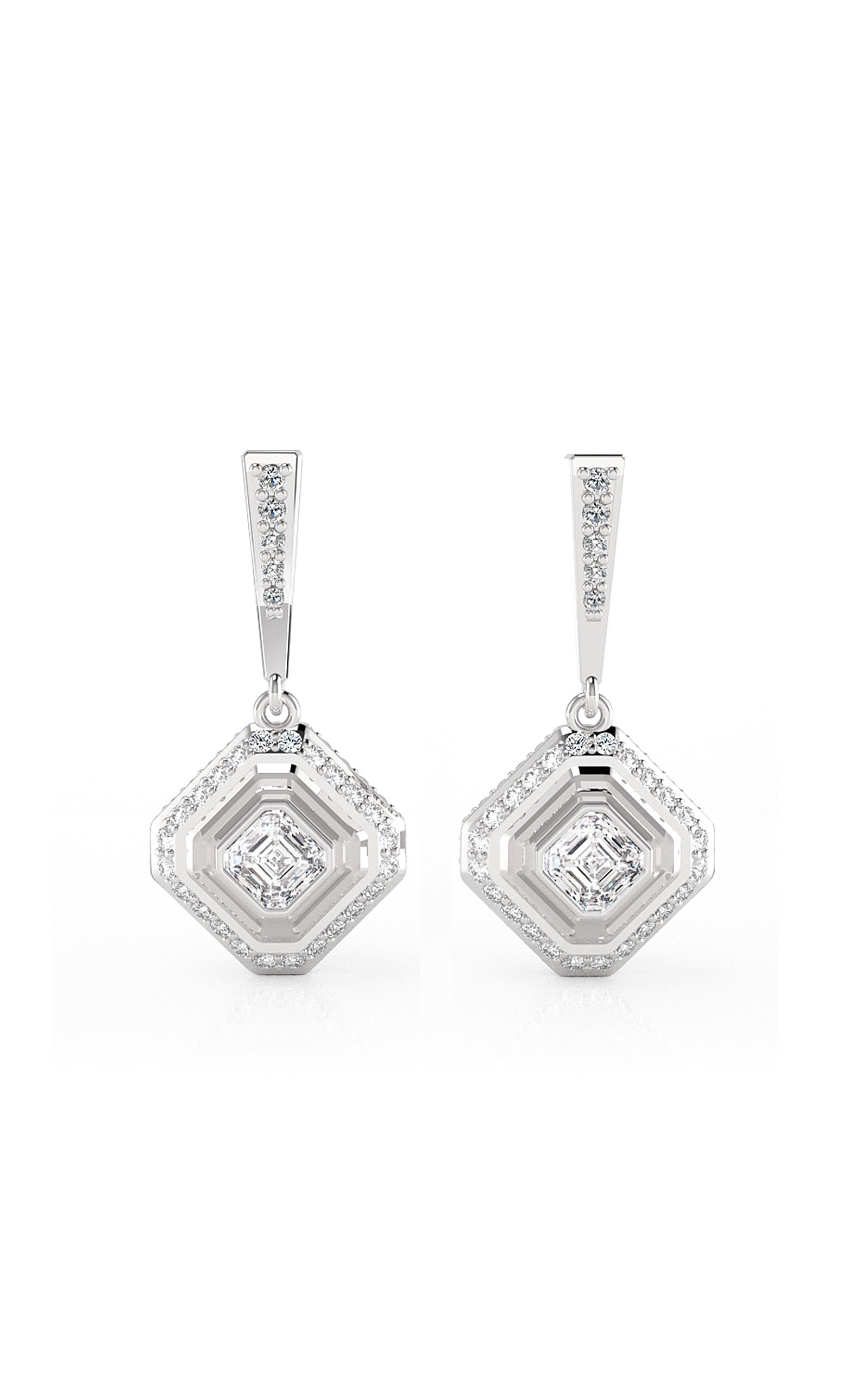 Deco Centennial 18K White Gold Luminaire Diamond Drop Earrings