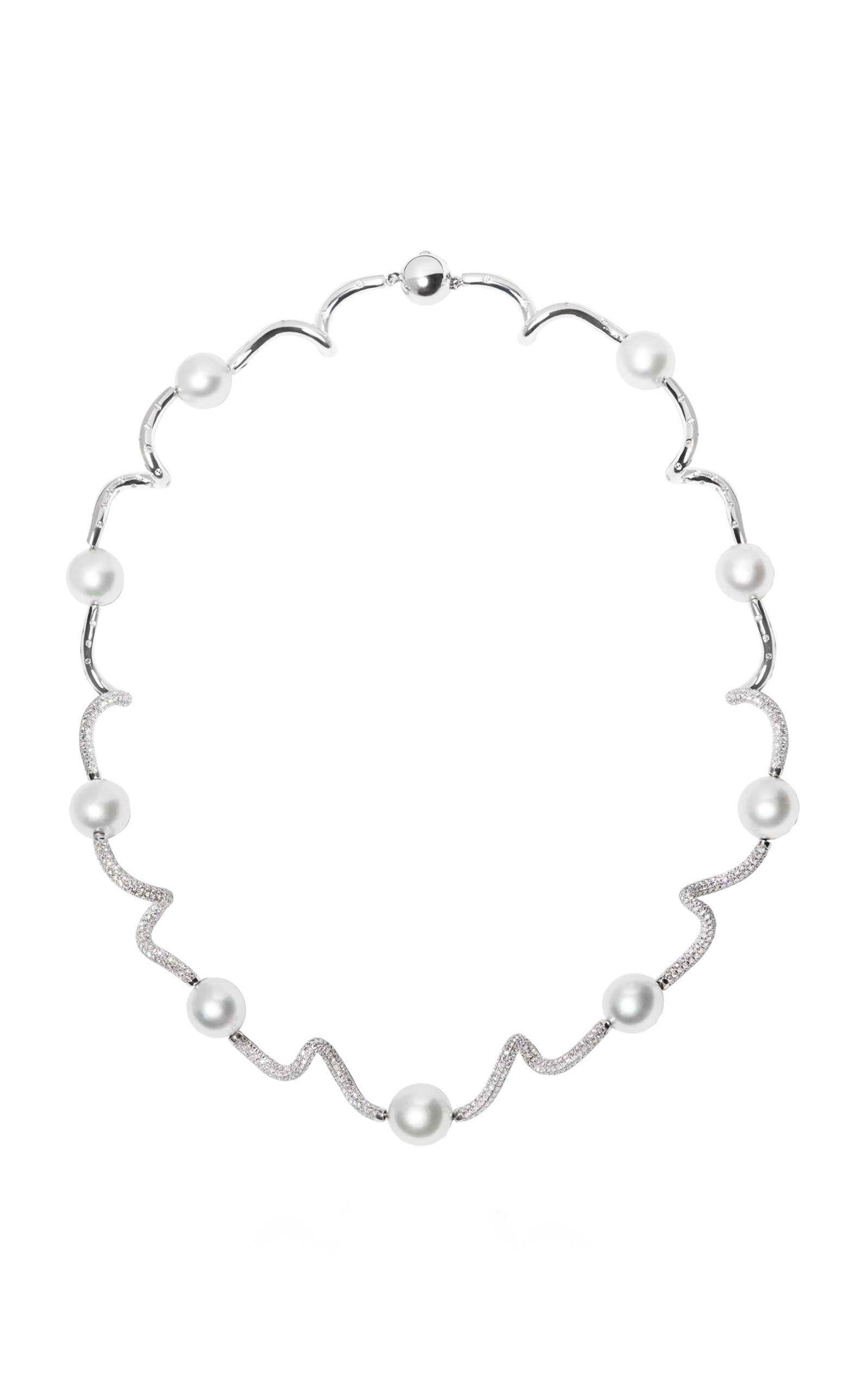 High Seas 18K White Gold; Diamond And Pearl Necklace