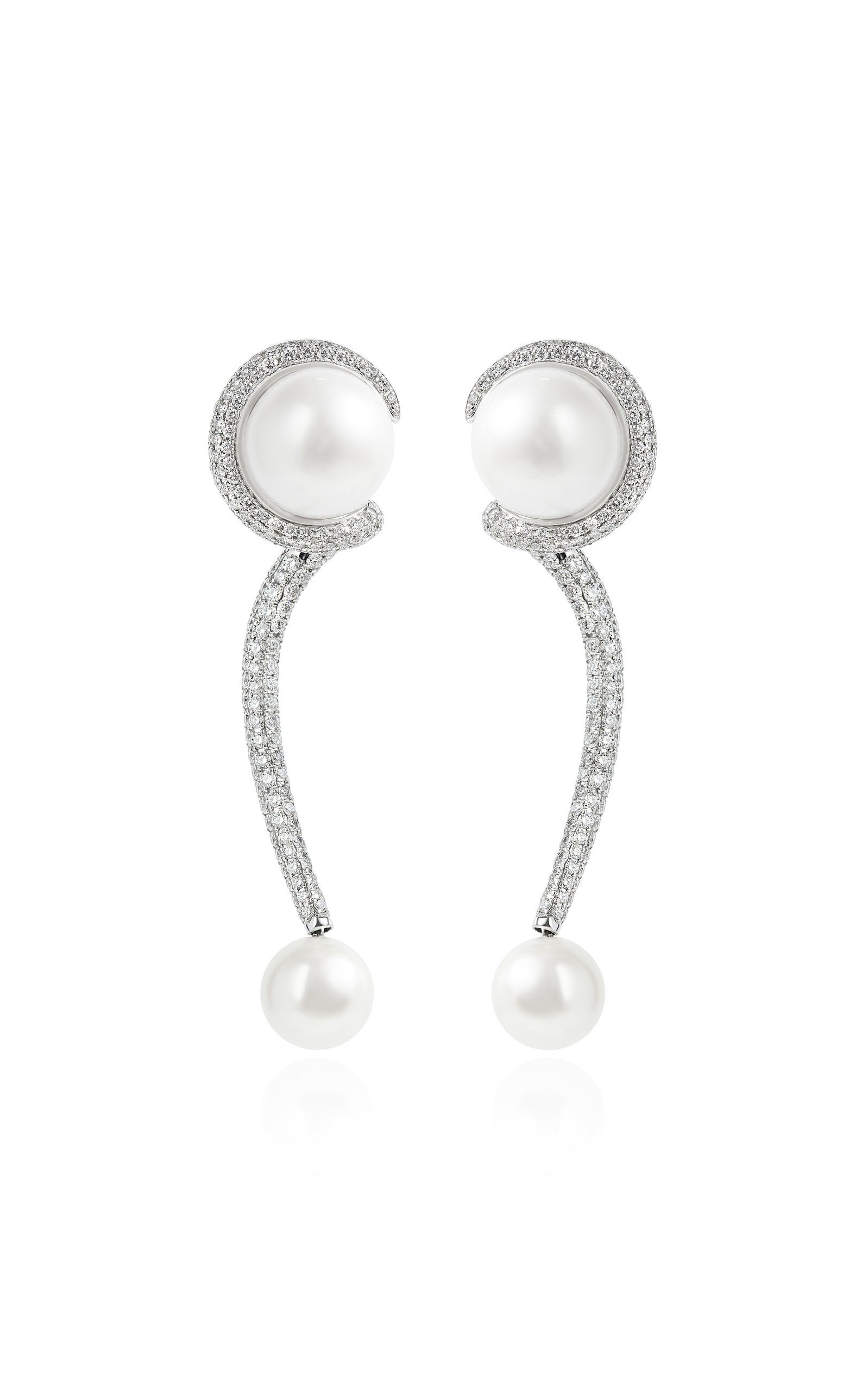 High Seas 18K White Gold Diamond Pearl Earrings