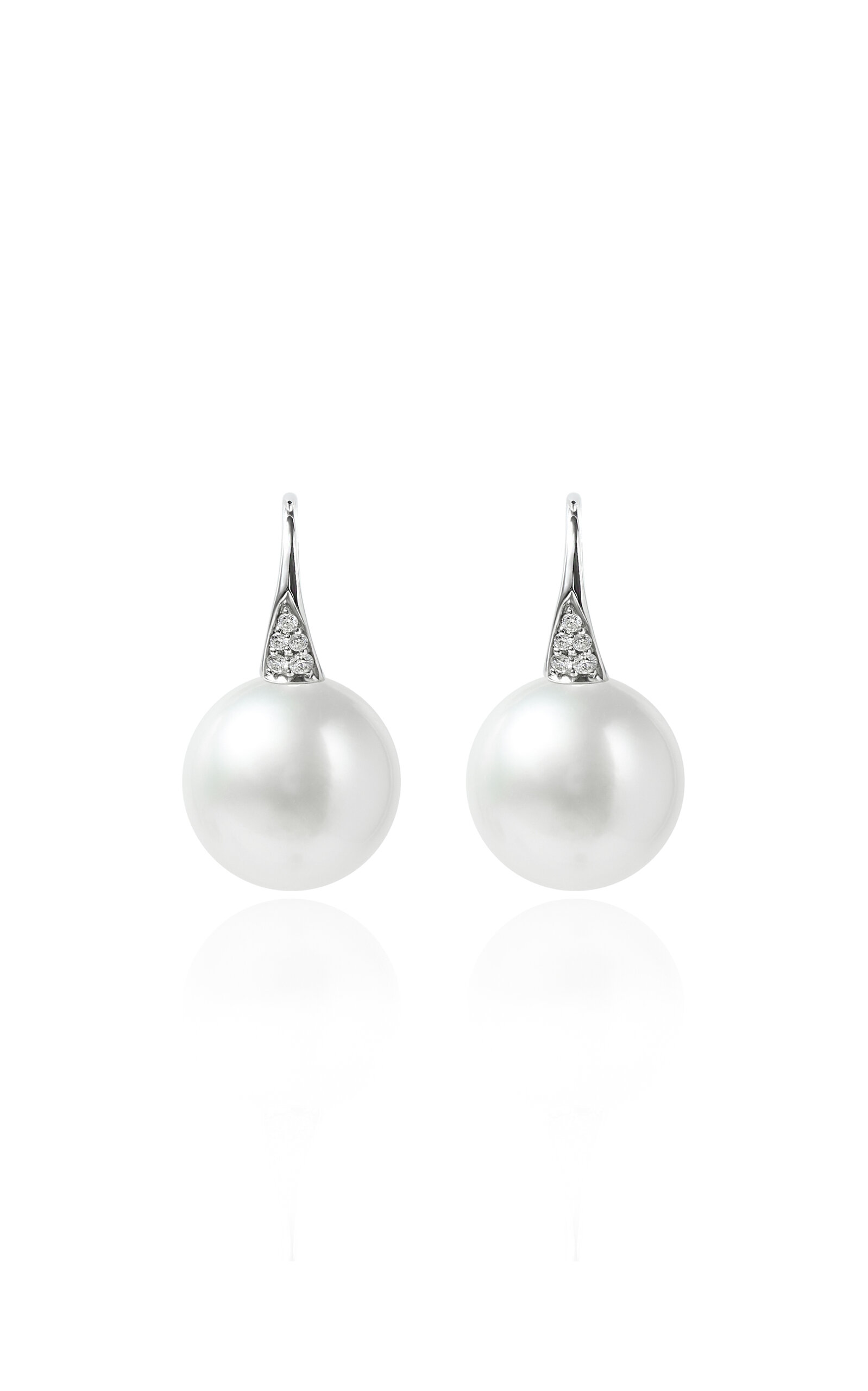 Dainty Dew 18K White Gold  Diamond Pearl Earrings