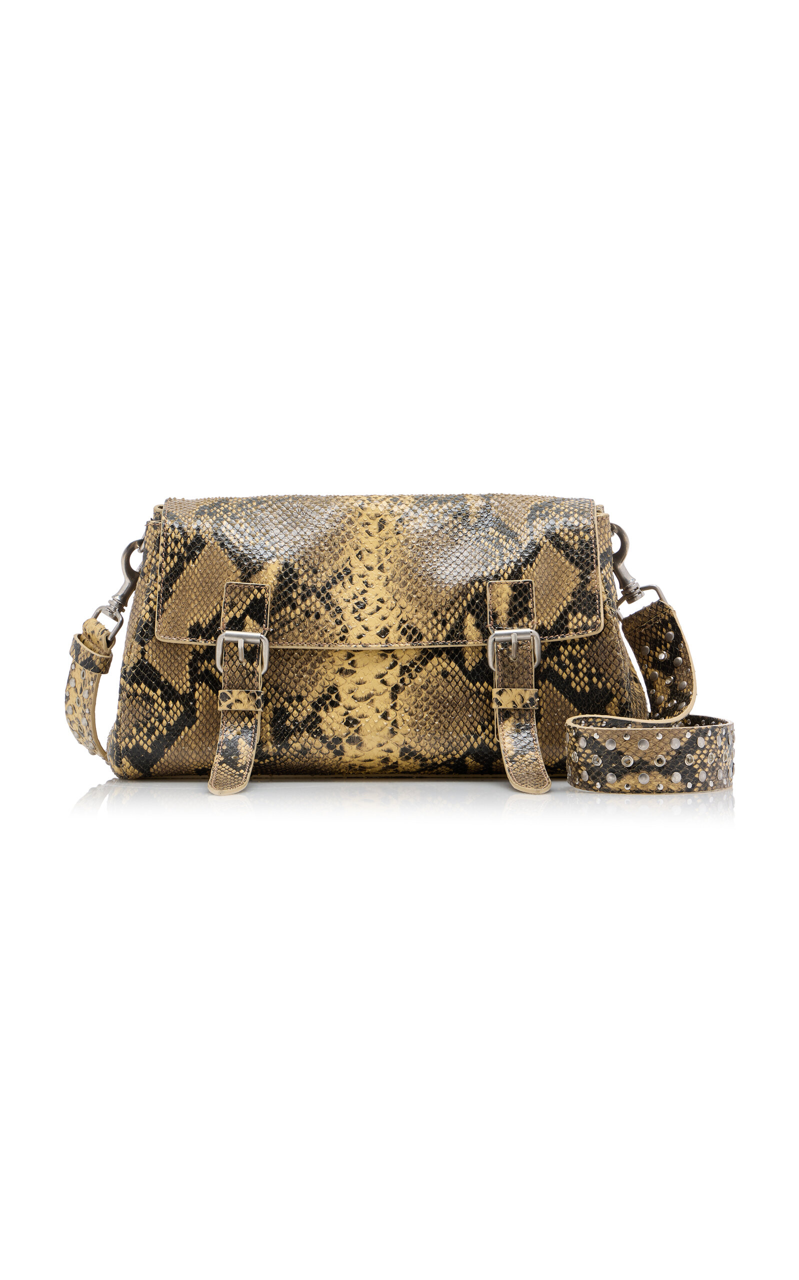 Python-Effect Leather Satchel Bag