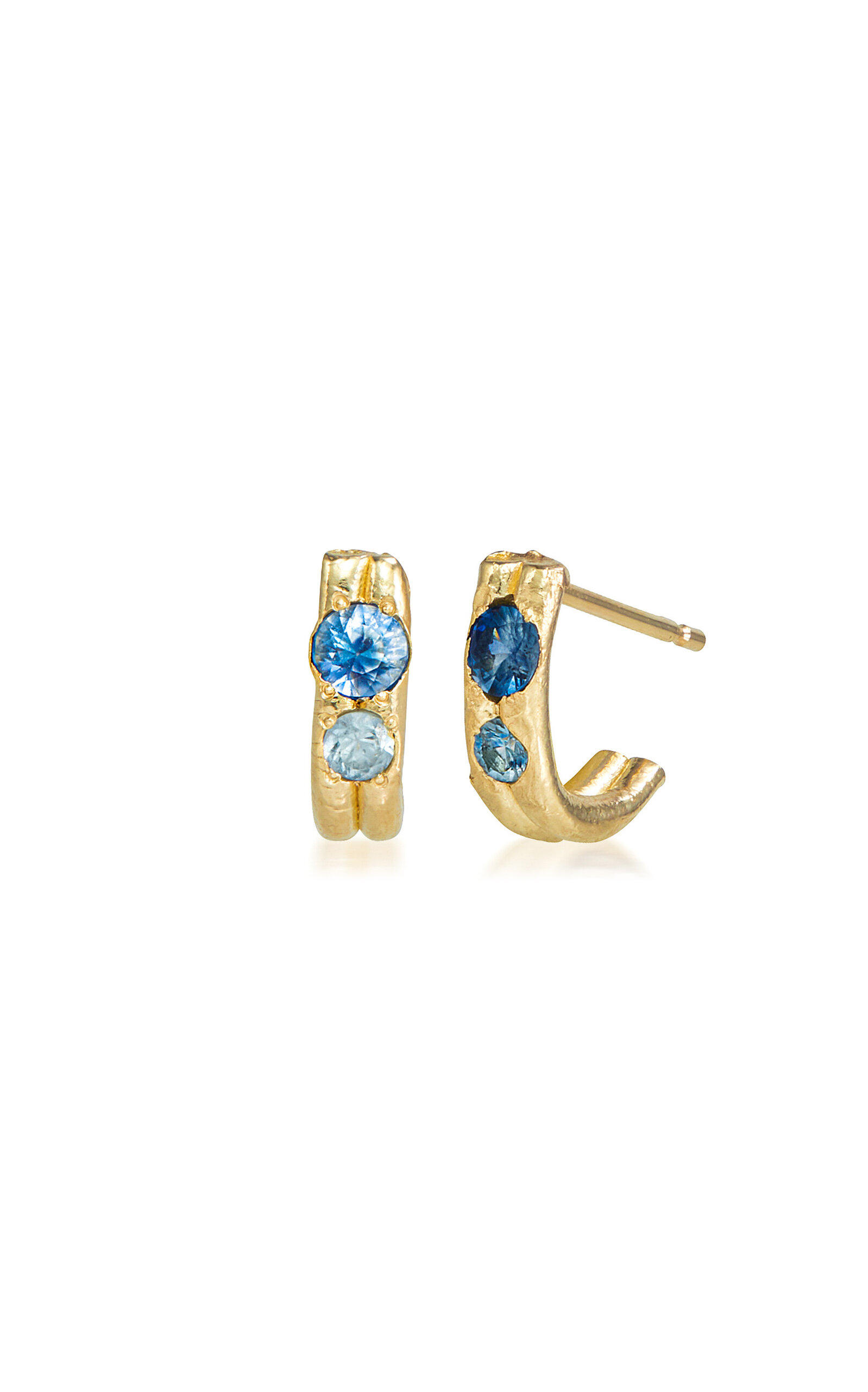 Bluie 14K Yellow Gold Sapphire Huggie Earrings