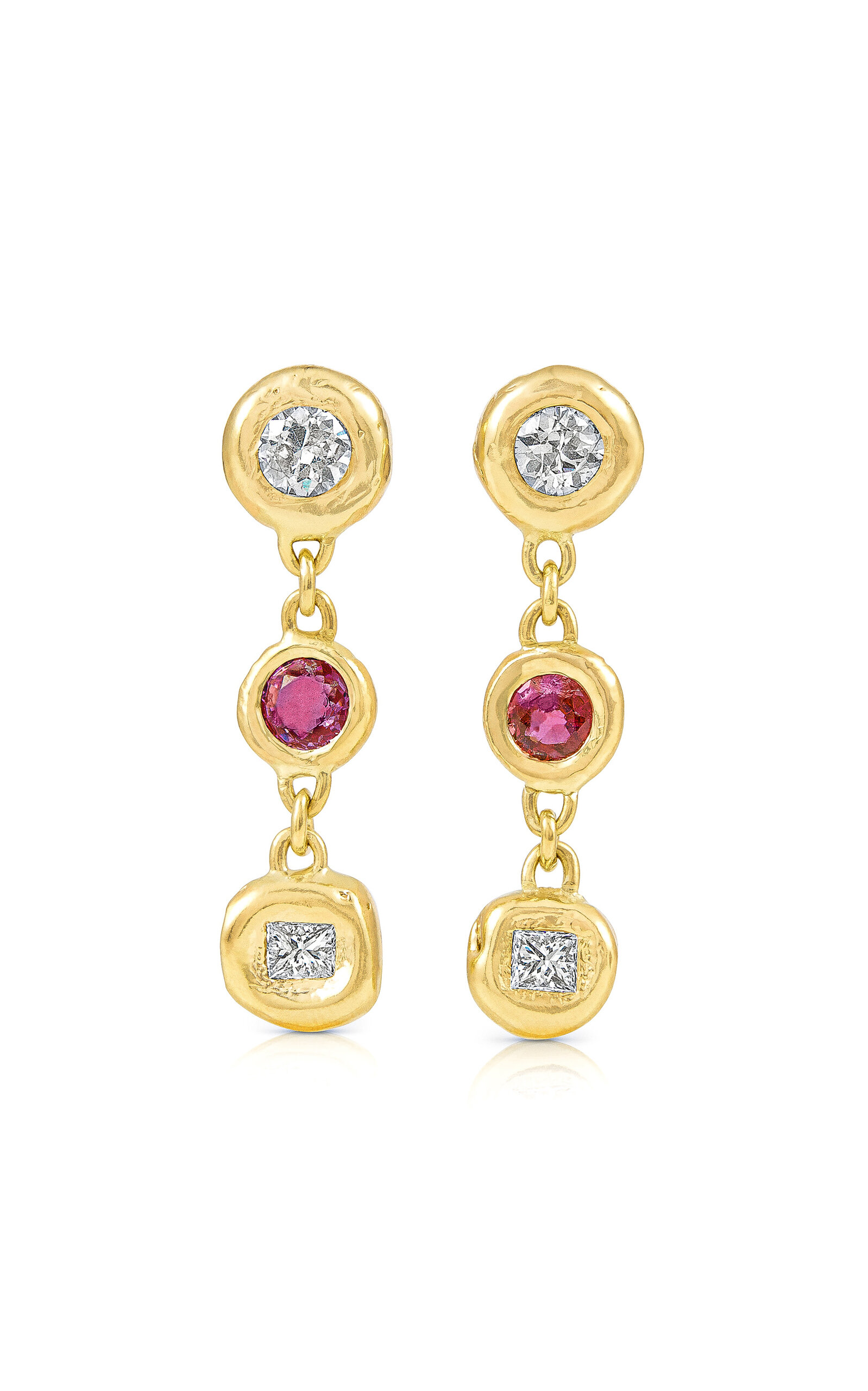 Lucy 14K Yellow Gold Diamond; Sapphire Earrings