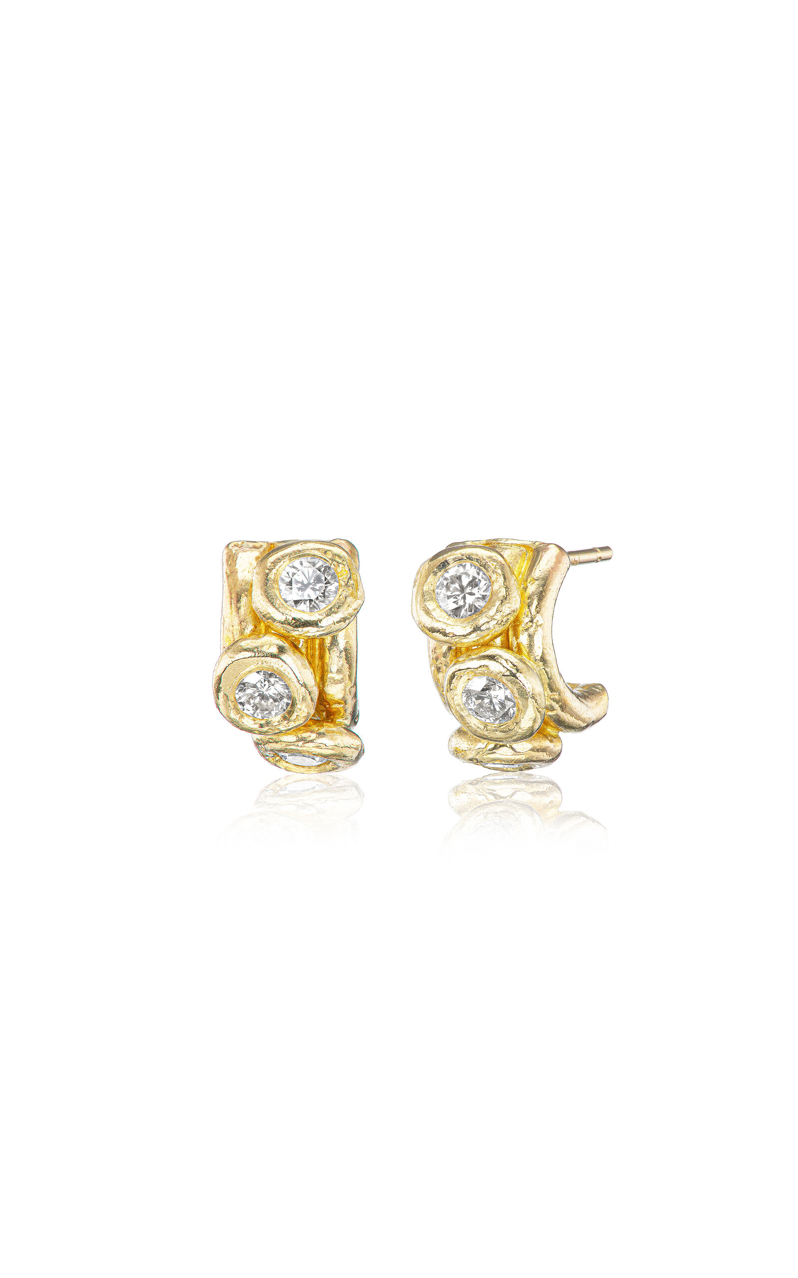 The Crown 14K Yellow Gold Diamond Huggie Earrings